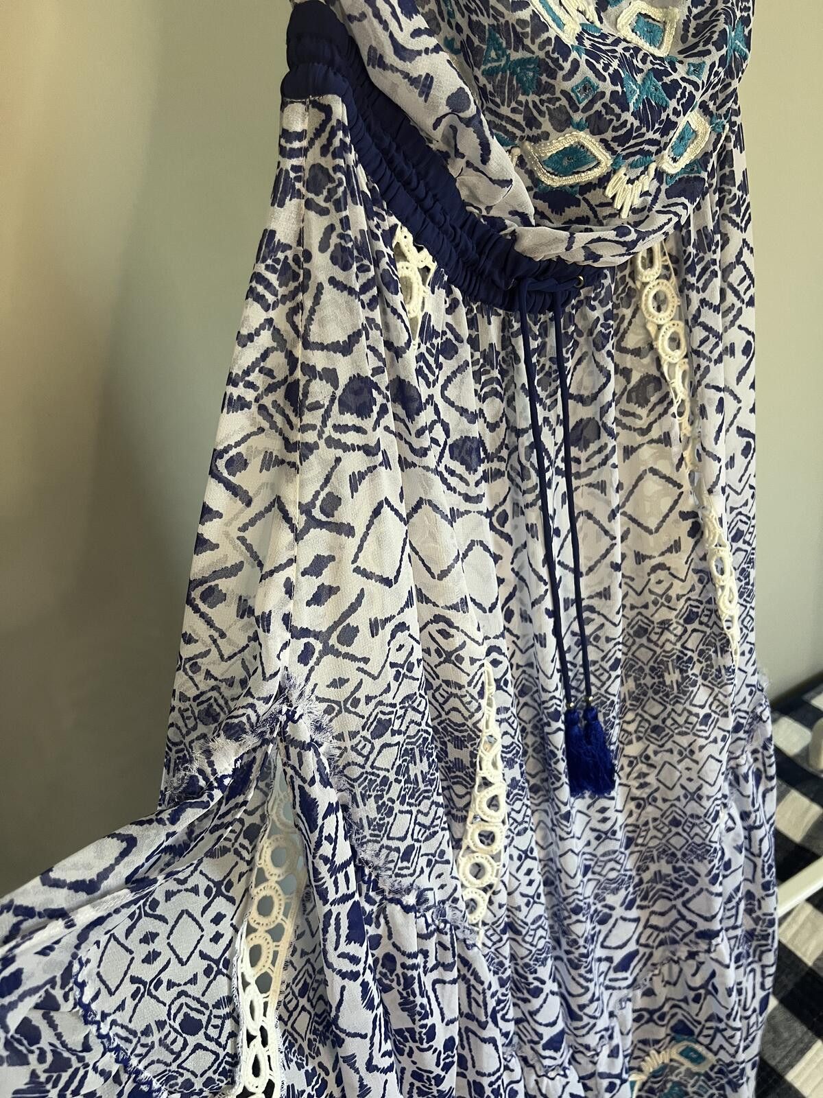 Ramy Brook Ramy Brook Blue/White Luana Marina Midi Cover Up Dress Size M / US 6-8 / IT 42-44 - 7 Thumbnail