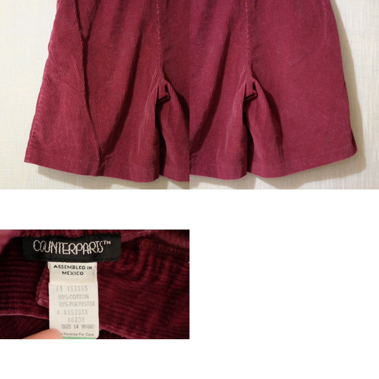 Vintage VINTAGE Counterparts Mom Shorts Corduroy Brugundy Pleated Front Women's 14 #H94-34 Size 36" / US 14 / IT 50 - 8 Thumbnail