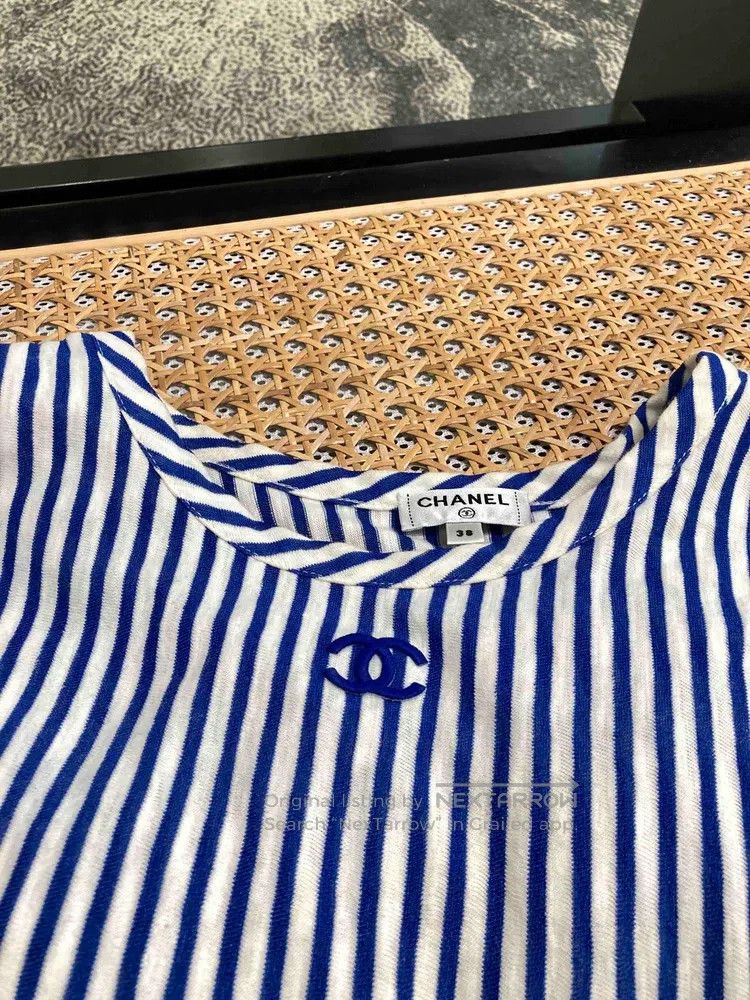 Chanel Chanel Blue and white striped short-sleeved dress Size XS / US 0-2 / IT 36-38 - 5 Thumbnail