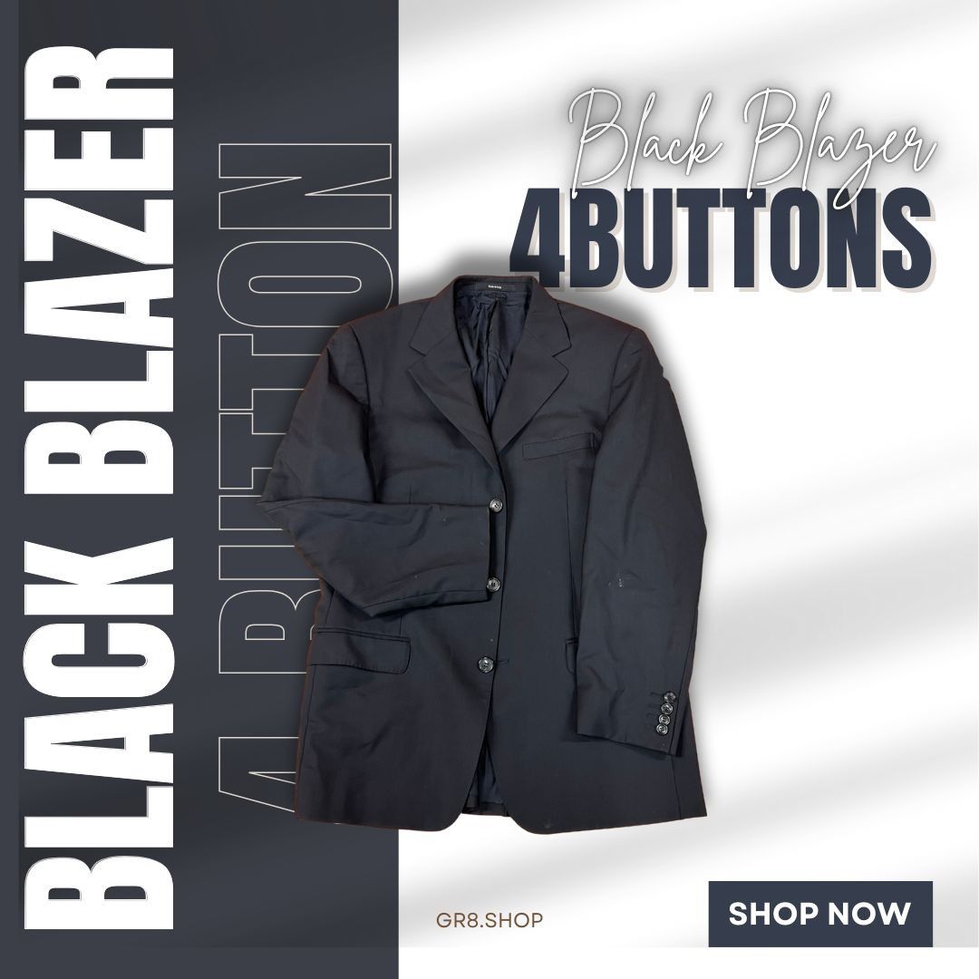 Other Made in Italy 4-Button Black Blazer – Classic Formal Suit Ja Size 50R - 1 Thumbnail