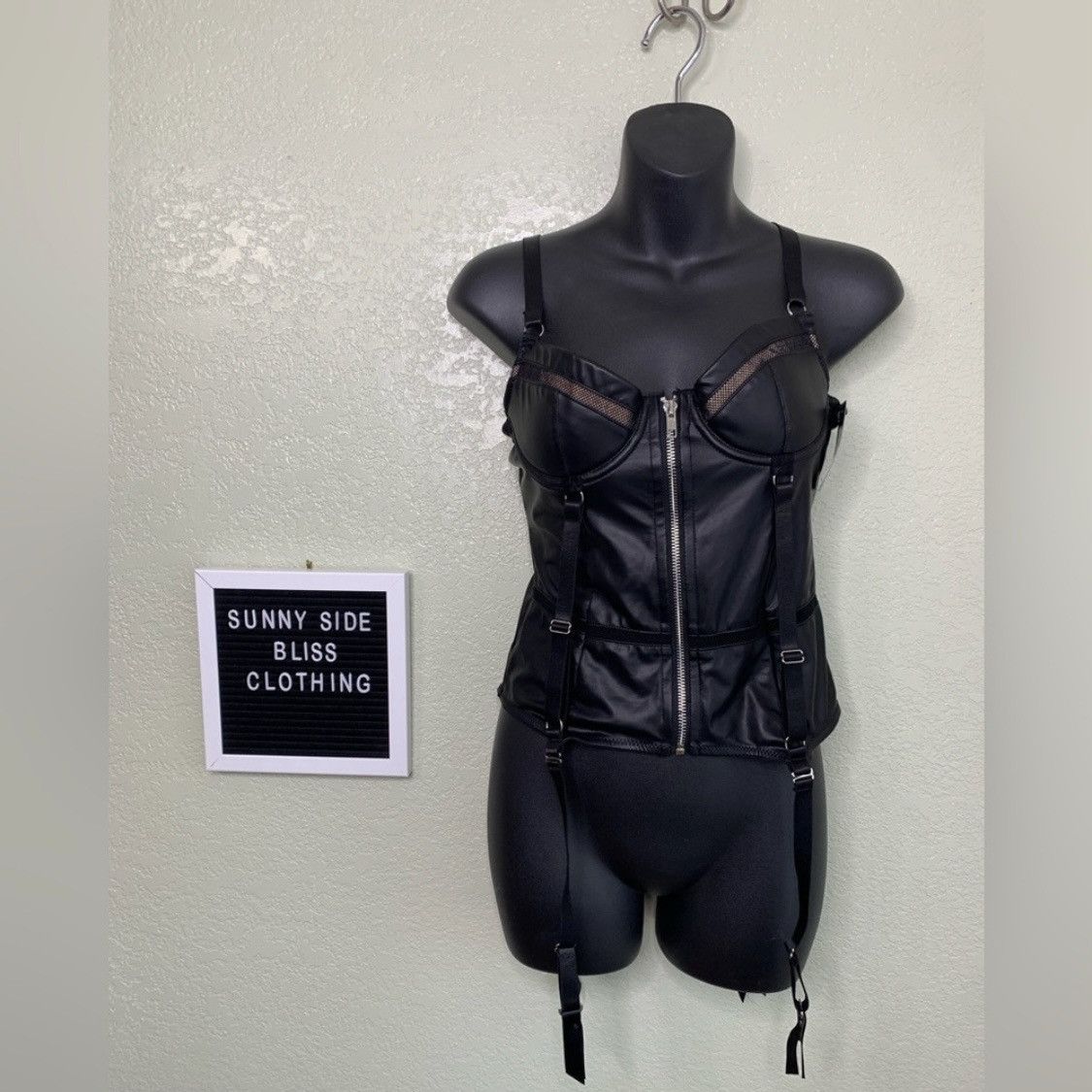 Other Fredericks Faux Leather Zip Up Corset Mesh Cups Size Small Size S / US 4 / IT 40 - 1 Thumbnail