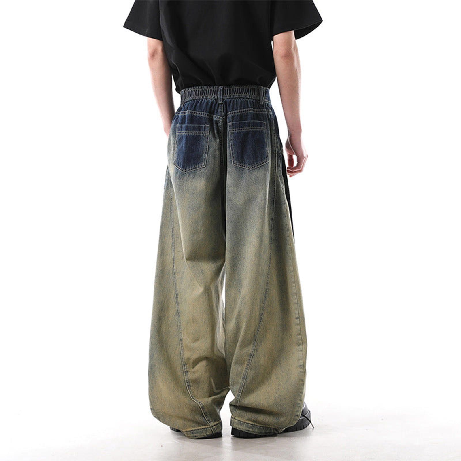 Jean Two-Tone Wide Leg Denim Jeans, Baggy Fit Jeans Size US 32 / EU 48 - 5 Thumbnail