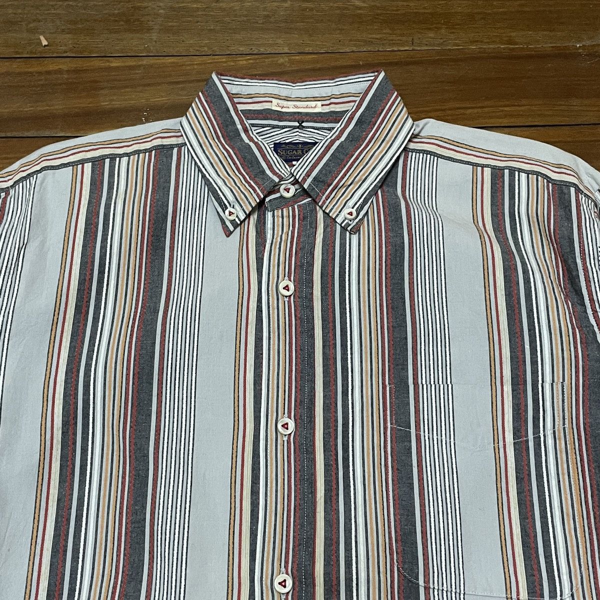 Japanese Brand × Sugar Cane × Toyo Enterprises Rare Design Vintage Brand Sugar Cane Toyo Stripe Shirt 1990s Size US M / EU 48-50 / 2 - 3 Thumbnail