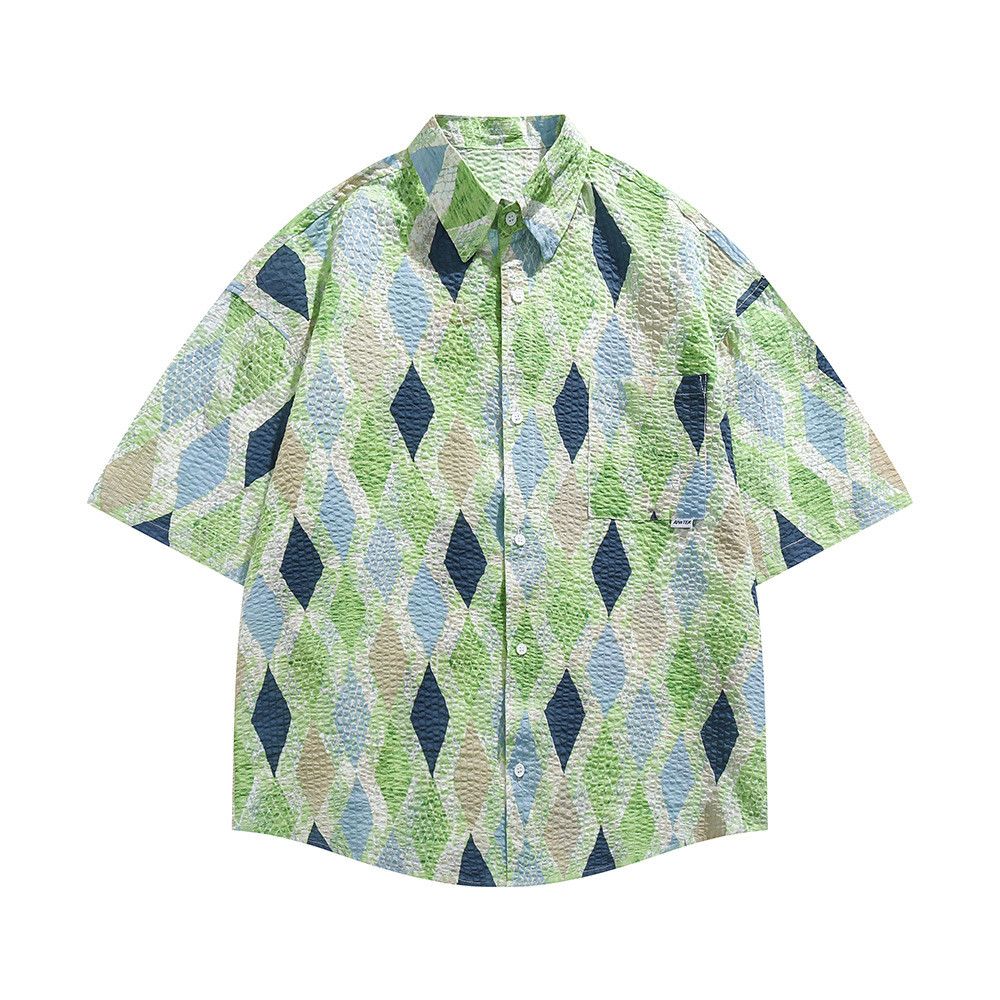 Japanese Brand × Vintage Men's hip-hop trendy diamond check loose casual shirt Size US M / EU 48-50 / 2 - 1 Thumbnail