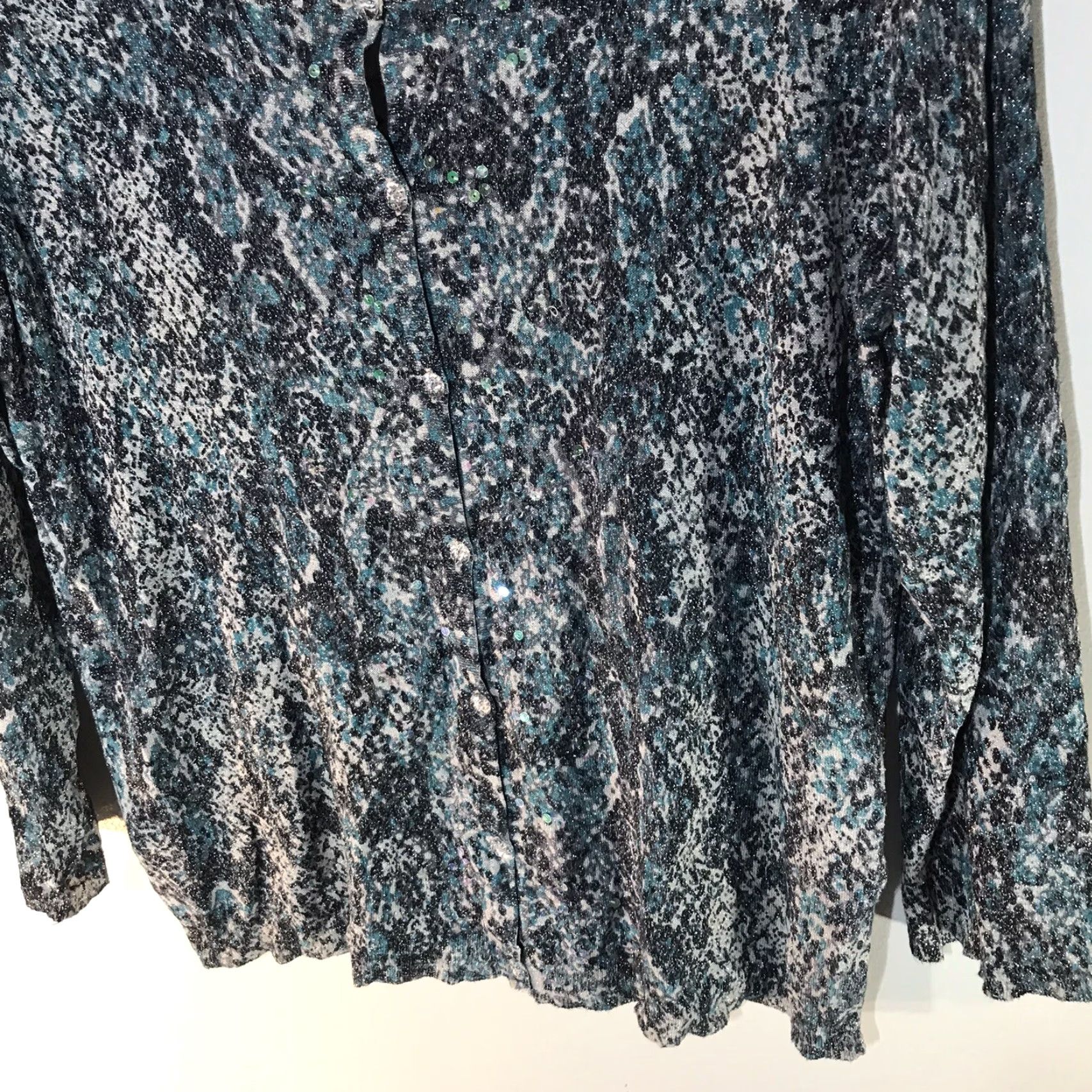 Vintage Dana Buchman Cardigan Womens Size XL Sequin Button Full Multi Donna Size XL / US 12-14 / IT 48-50 - 3 Thumbnail