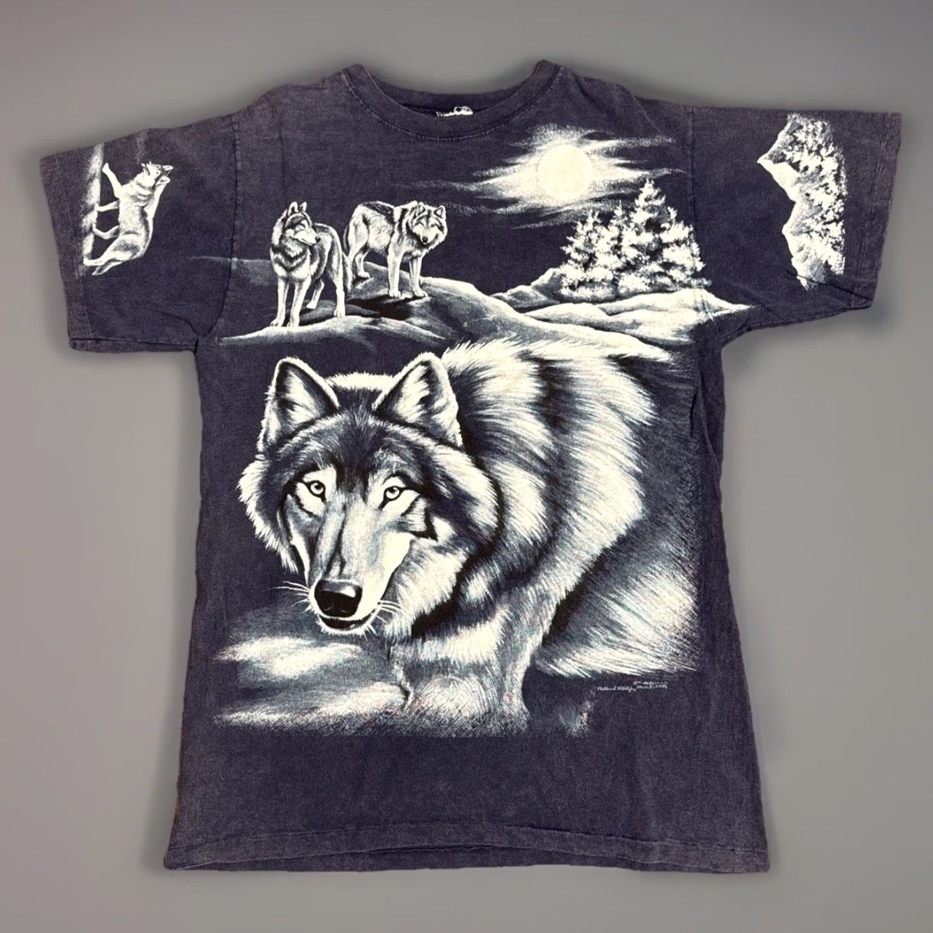 Vintage VINTAGE 1994 Wolf Husky Nature All Over Print T-Shirt L Mens Black Size US L / EU 52-54 / 3 - 2 Thumbnail
