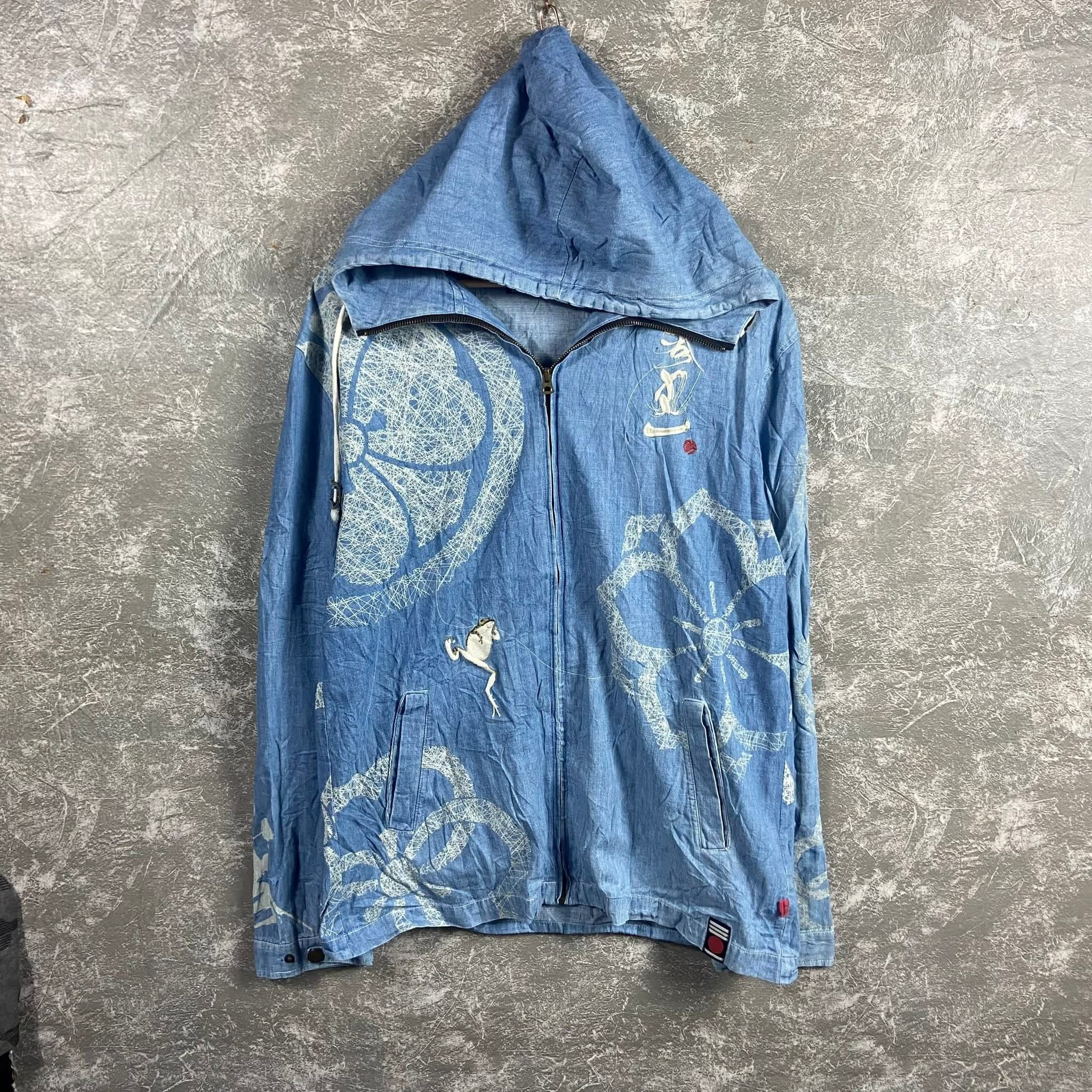 Japanese Brand Sanmaruichi Sukajan embroidery Chambray Hoodie Japanese Arts Size US M / EU 48-50 / 2 - 1 Thumbnail