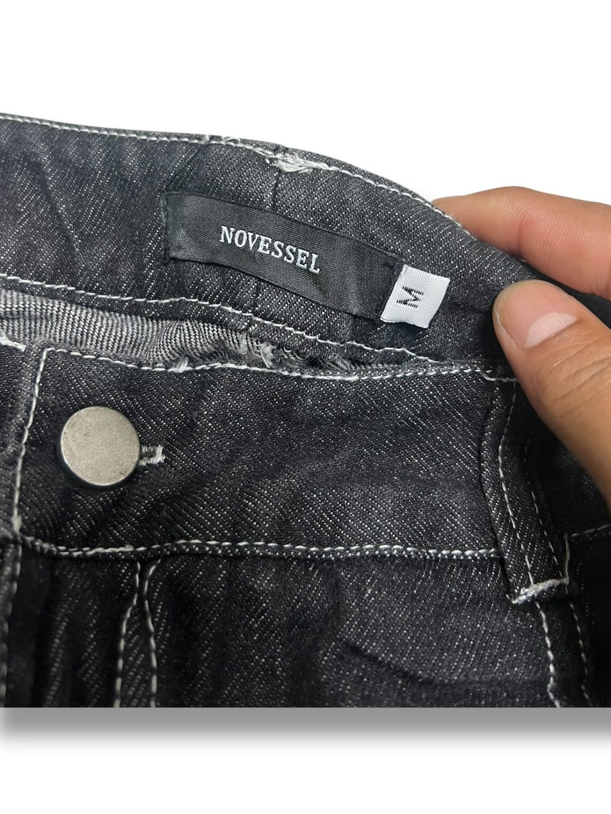 Hysteric Glamour NOVESSEL/Nobesel Borderline Distressed Wide Denim Pants Size US 32 / EU 48 - 10 Thumbnail