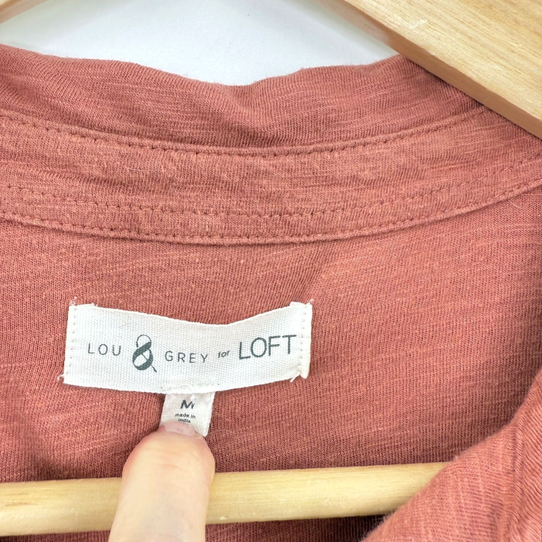 Lou & Grey Lou & Grey for LOFT Button Down Shirt Top Long Sleeve Pockets Organic Cotton Orange Womens M Size M / US 6-8 / IT 42-44 - 3 Thumbnail