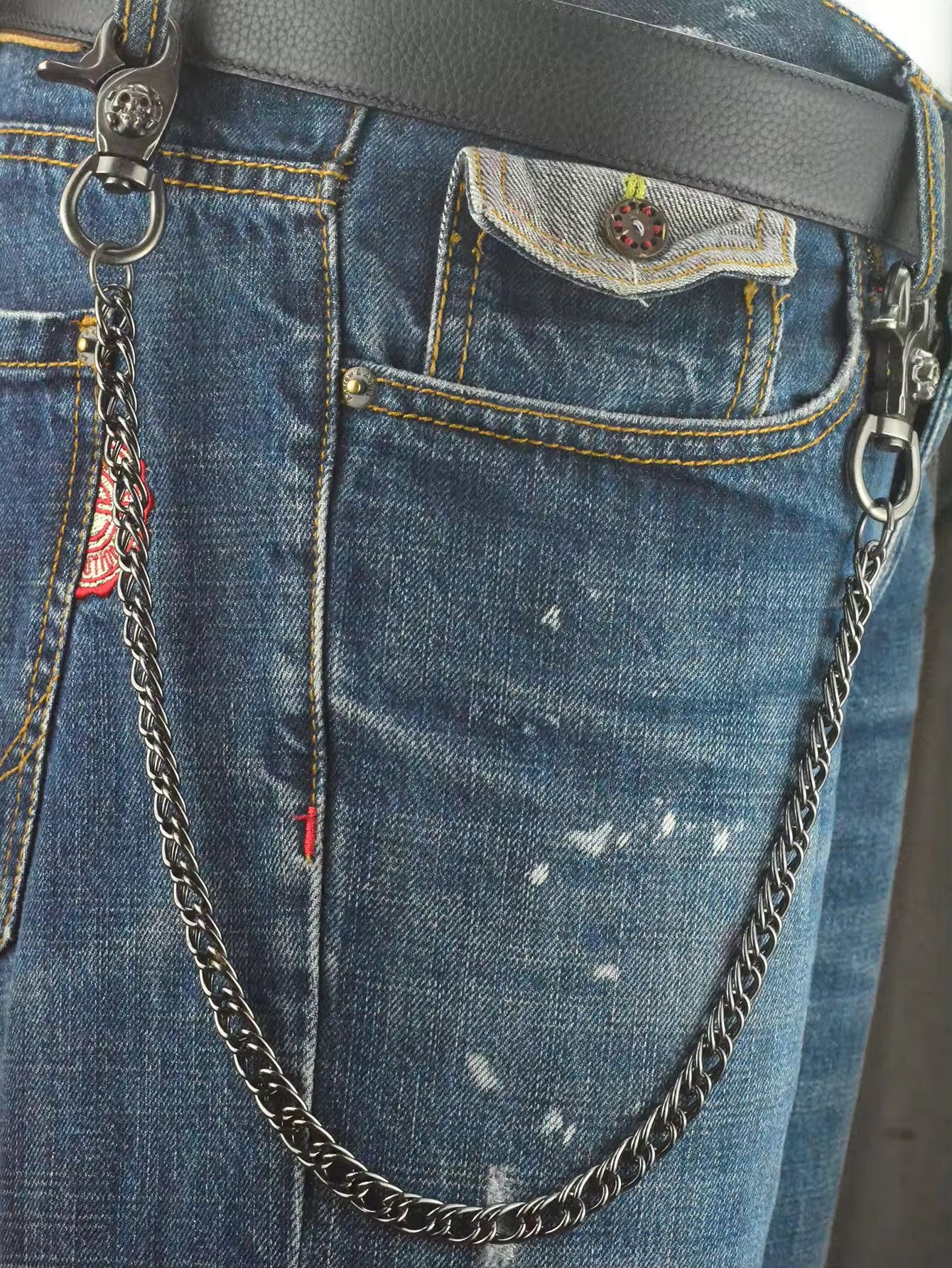 Other Double Pirate Skull Head Clip Jeans Chain Size ONE SIZE - 1 Thumbnail