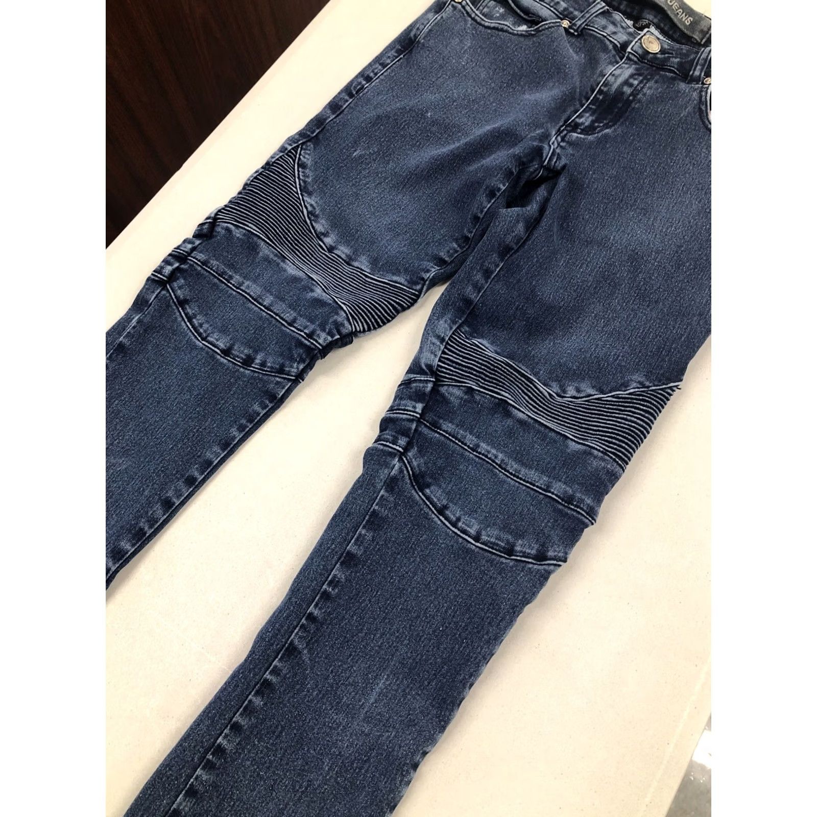 Vintage XRAY Jeans Skinny stretch Denim Pants Motorcycle Biker Moto Tapered Mens 30x28 Denim Blue Slim 5-Pocket Zip Low Rise Size US 30 / EU 46 - 3 Thumbnail