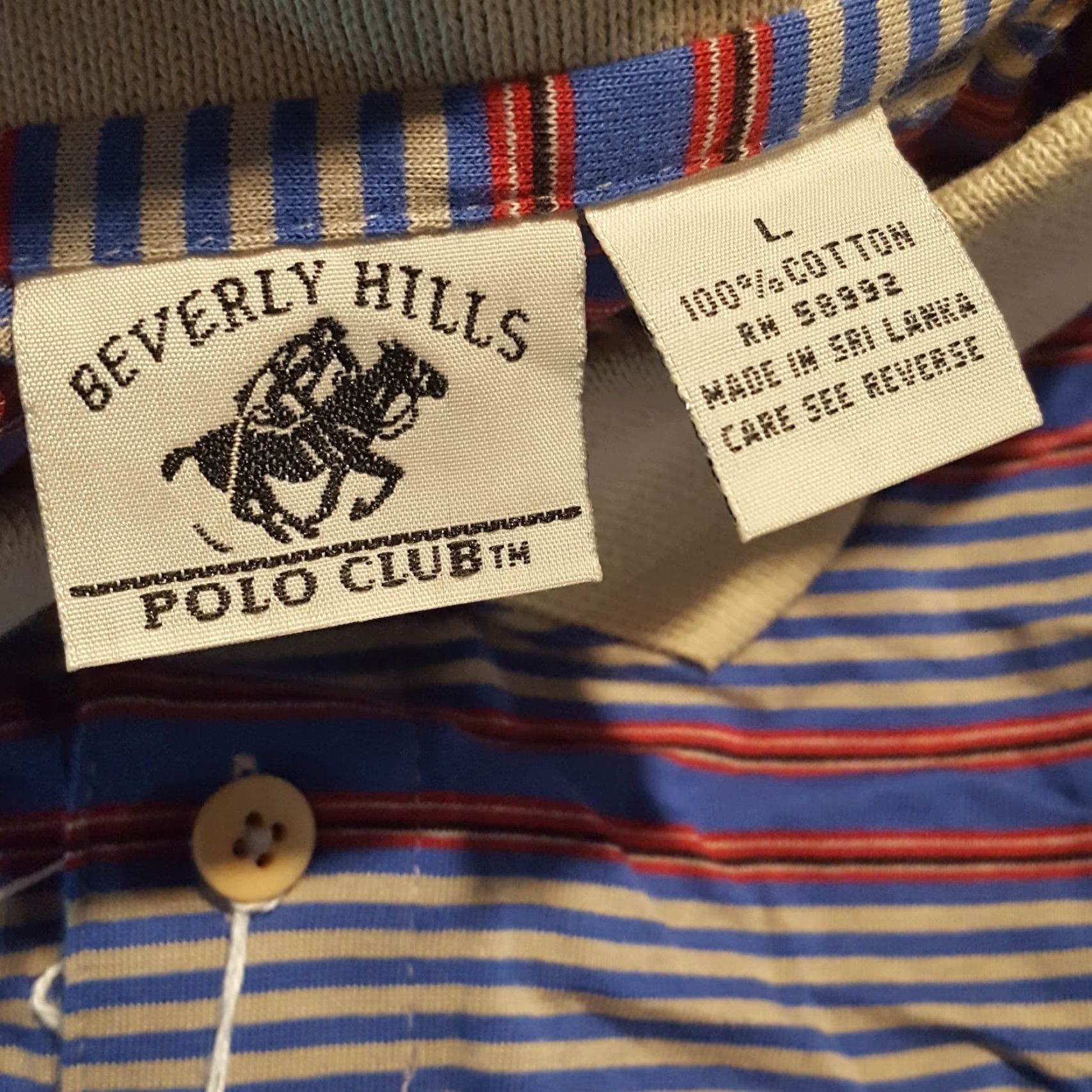 Beverly Hills Polo Club VINTAGE Beverly Hills Polo Club Polo Shirt Men L Striped Grunge Skater Preppy 90s Beachddk? Size US L / EU 52-54 / 3 - 7 Thumbnail