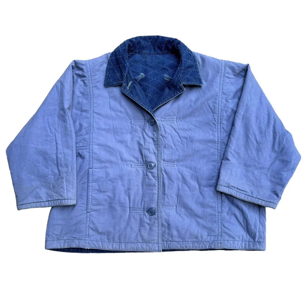 Issey Miyake Vintage Issey Miyake Sashiko Reversible Denim Jacket Size US M / EU 48-50 / 2 - 14 Thumbnail