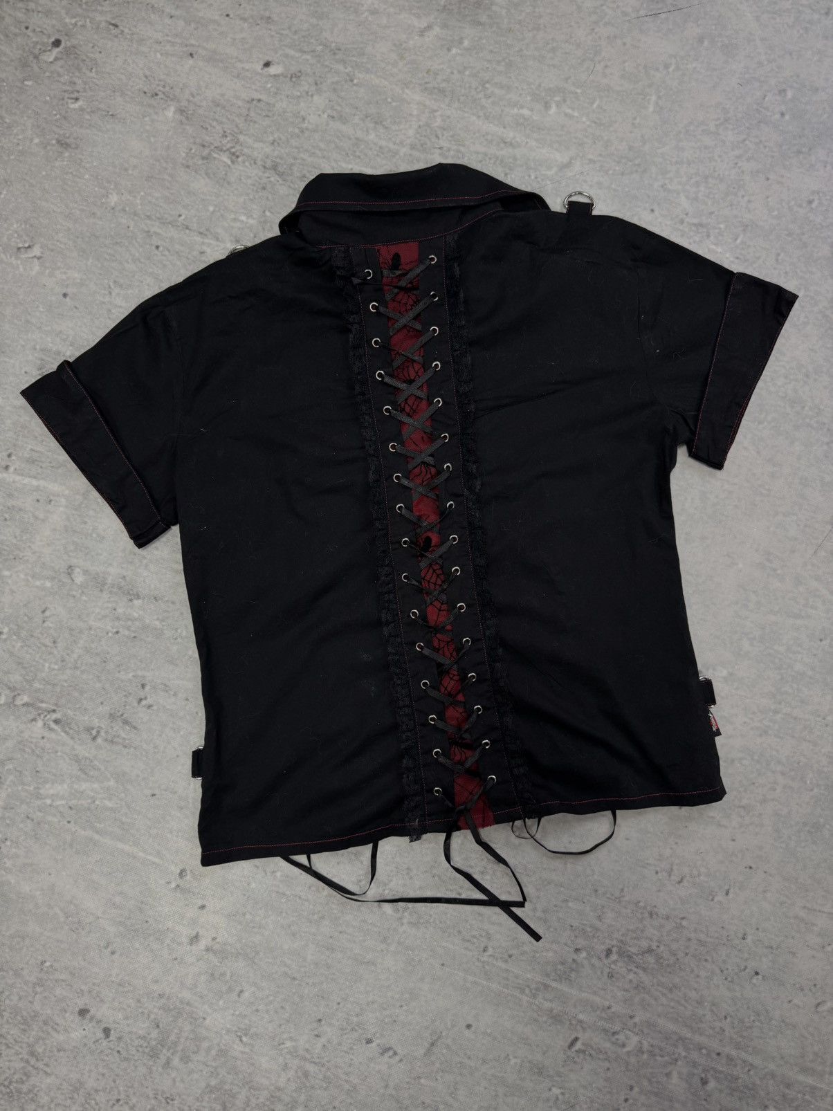 Vintage 🕸️🕷️AVANT-GARDE SEXY GHOTIC hard leather stuff shirt Rare Size L / US 10 / IT 46 - 2 Thumbnail