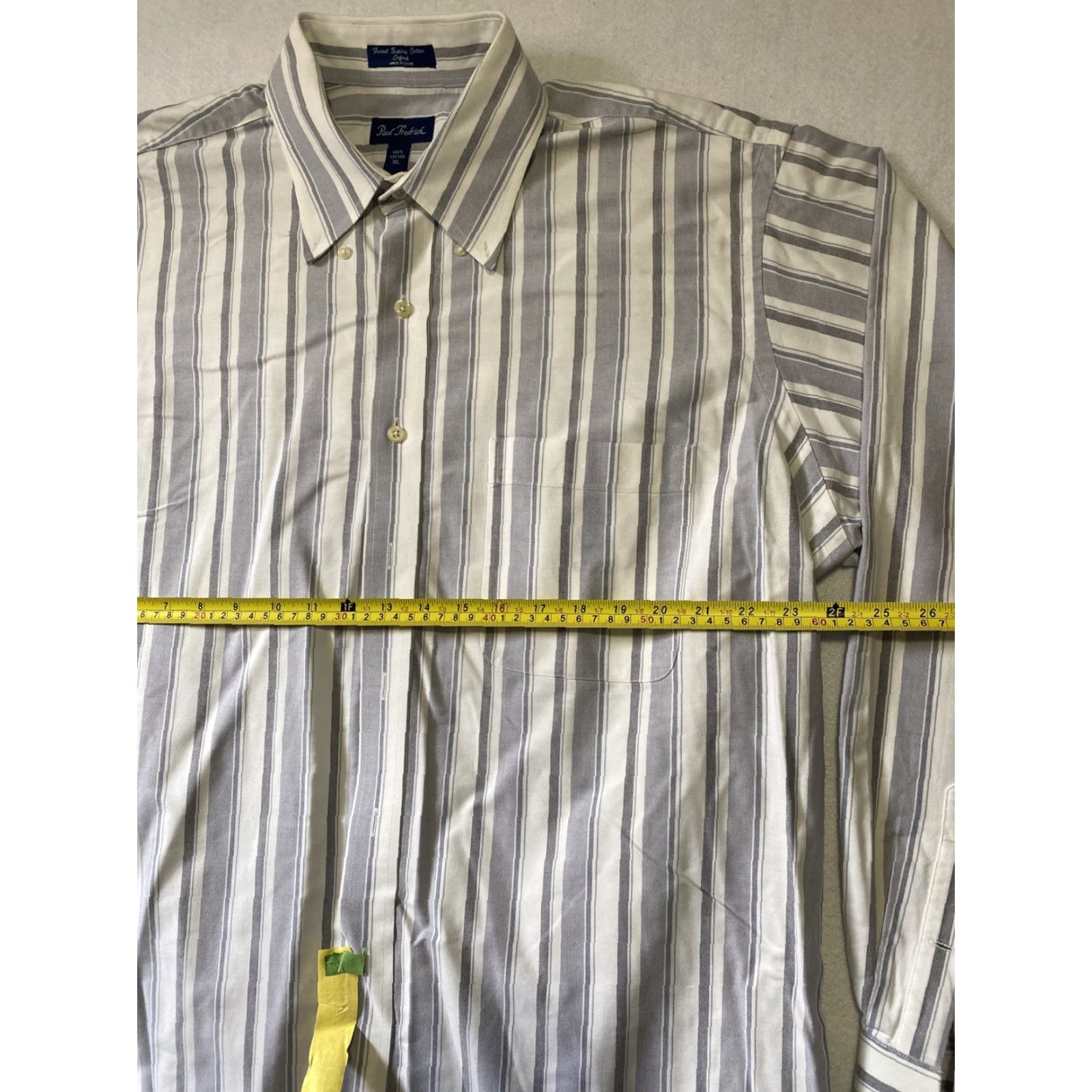Vintage Paul Frederick Button Dress Shirt Men’s XL Gray Long Sleeve Striped Button-Down Collared Size 46R - 5 Thumbnail