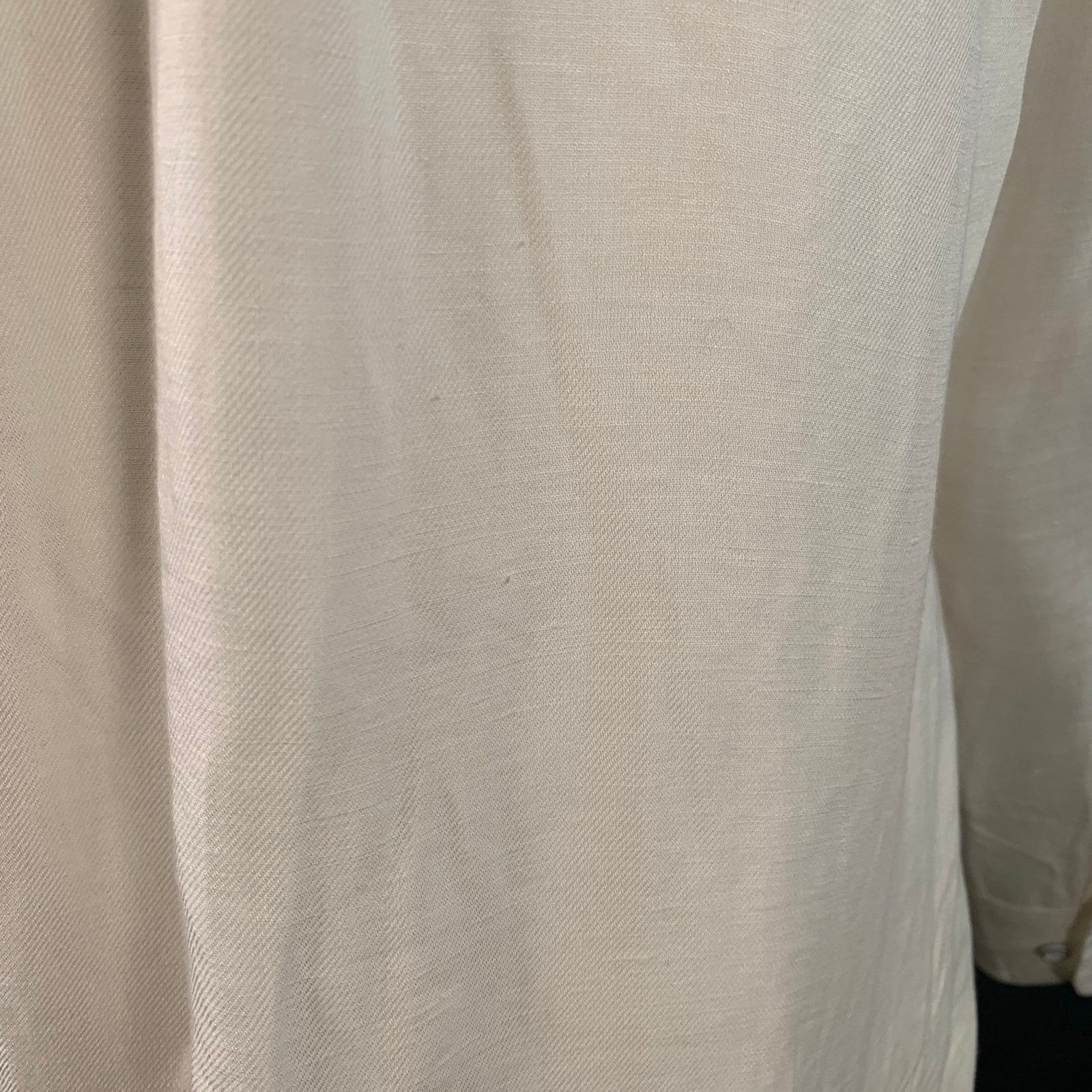 johnnie-O Cream Linen Button Down Collar Two Pockets Long Sleeve Shirt Size US M / EU 48-50 / 2 - 6 Thumbnail