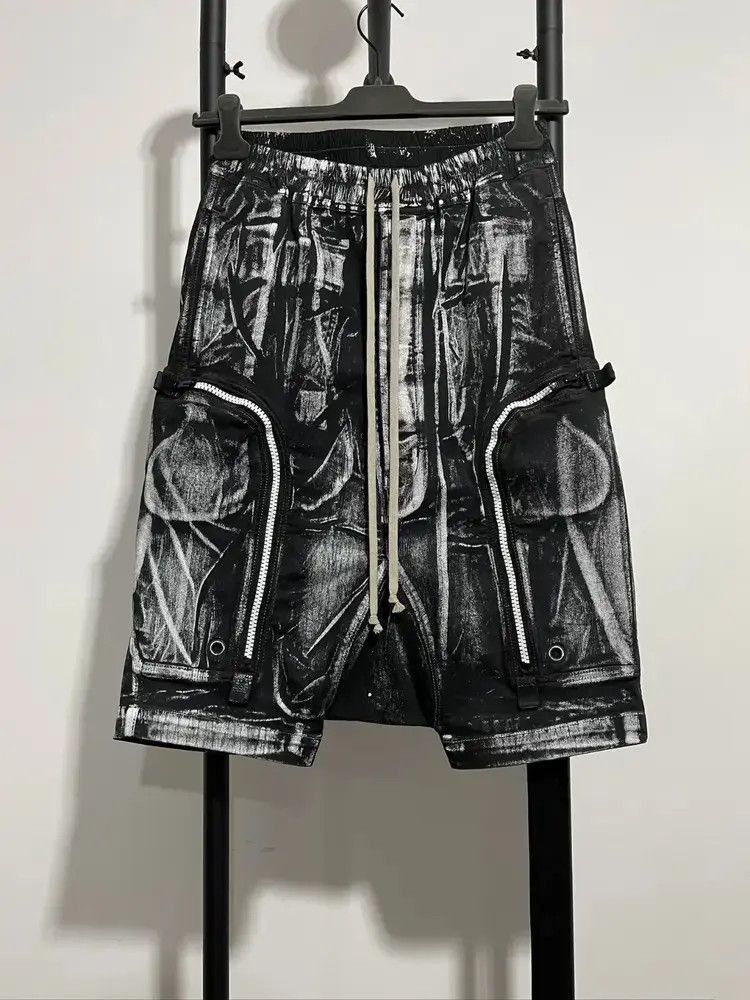Rick Owens Sz S Rick Owens Drkshdw Silver Waxed Shorts-2505 Size US 30 / EU 46 - 1 Thumbnail