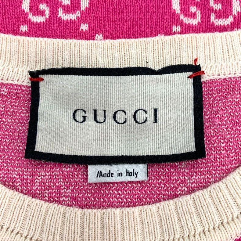 Gucci Gucci Pink logo double G full print round neck cotton short Size US S / EU 44-46 / 1 - 5 Thumbnail