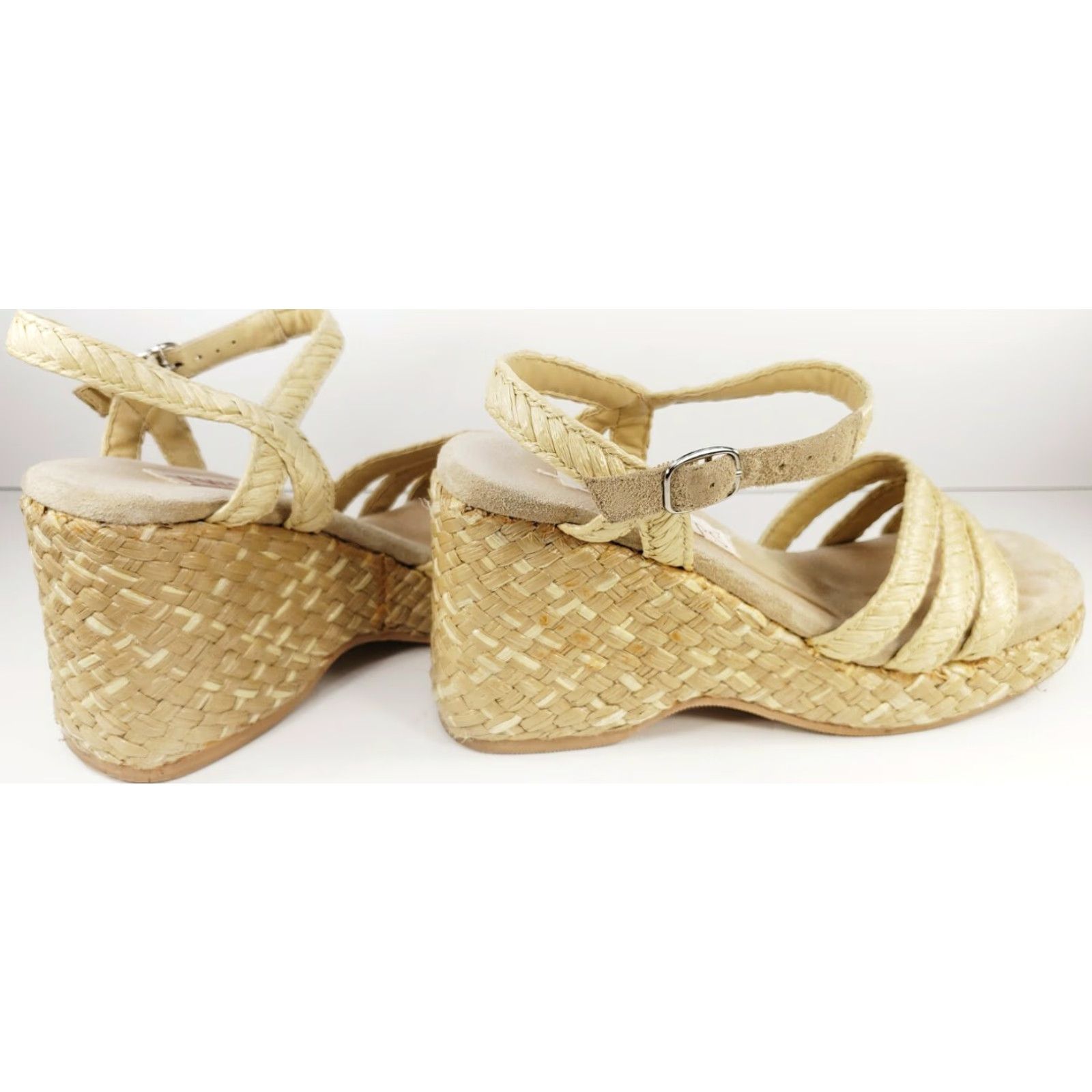 Vintage Two Lips Aruba Wedge Espidrille T-Strap Sandals Women Size 9 Beige with Box Size US 9 / IT 39 - 6 Thumbnail