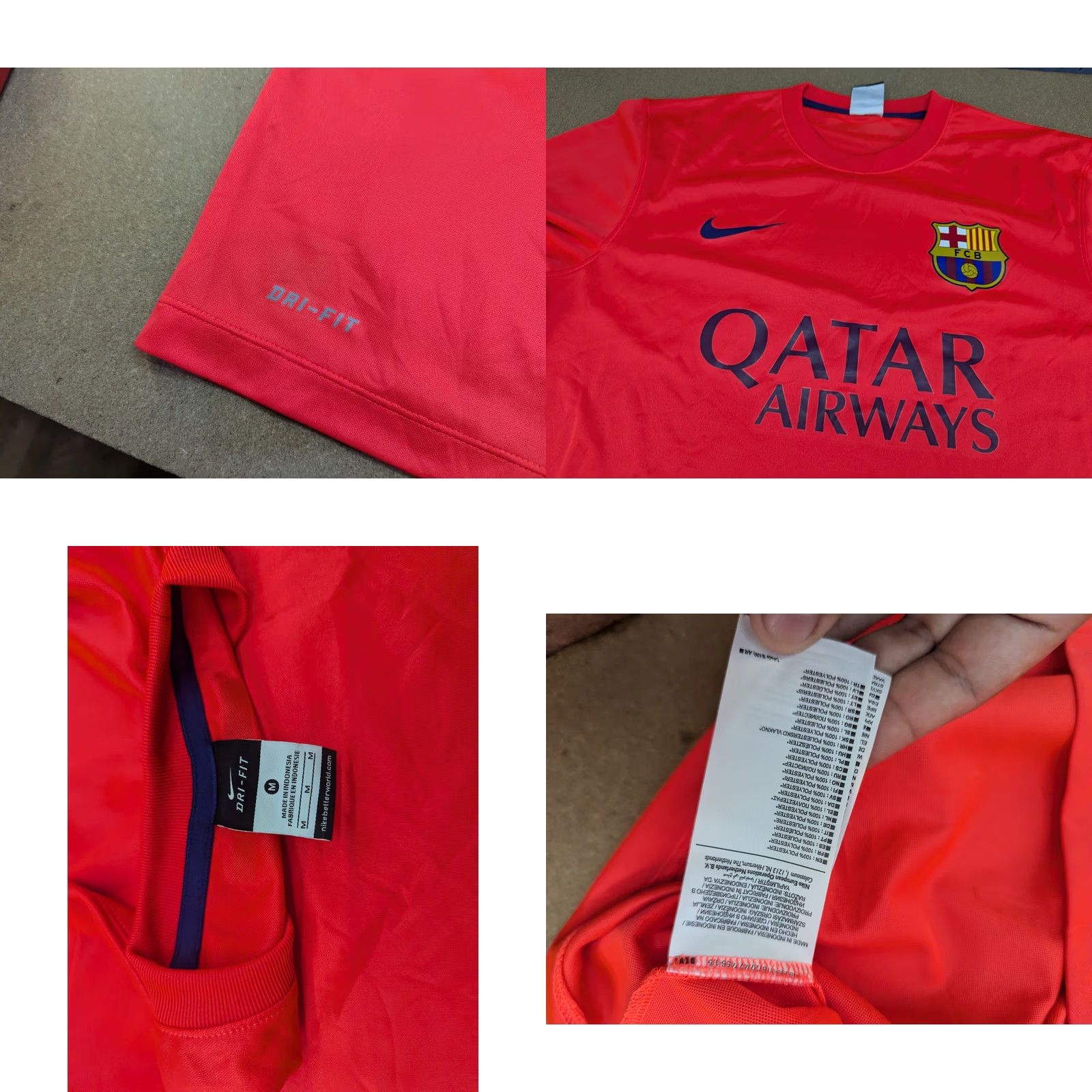 Nike Nike Dri-Fit Barcelona 2014-2015 Football Away Jersey Mens M Shirt Pink Short Sleeve Round Neck Athletic Quick Dry Sports Jerseys Size US M / EU 48-50 / 2 - 8 Thumbnail