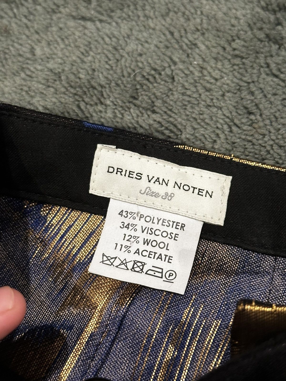 Dries Van Noten SS18 Dries Van Noten Gold/Blue Brocade Patterned Trousers Size 30" / US 8 / IT 44 - 2 Thumbnail