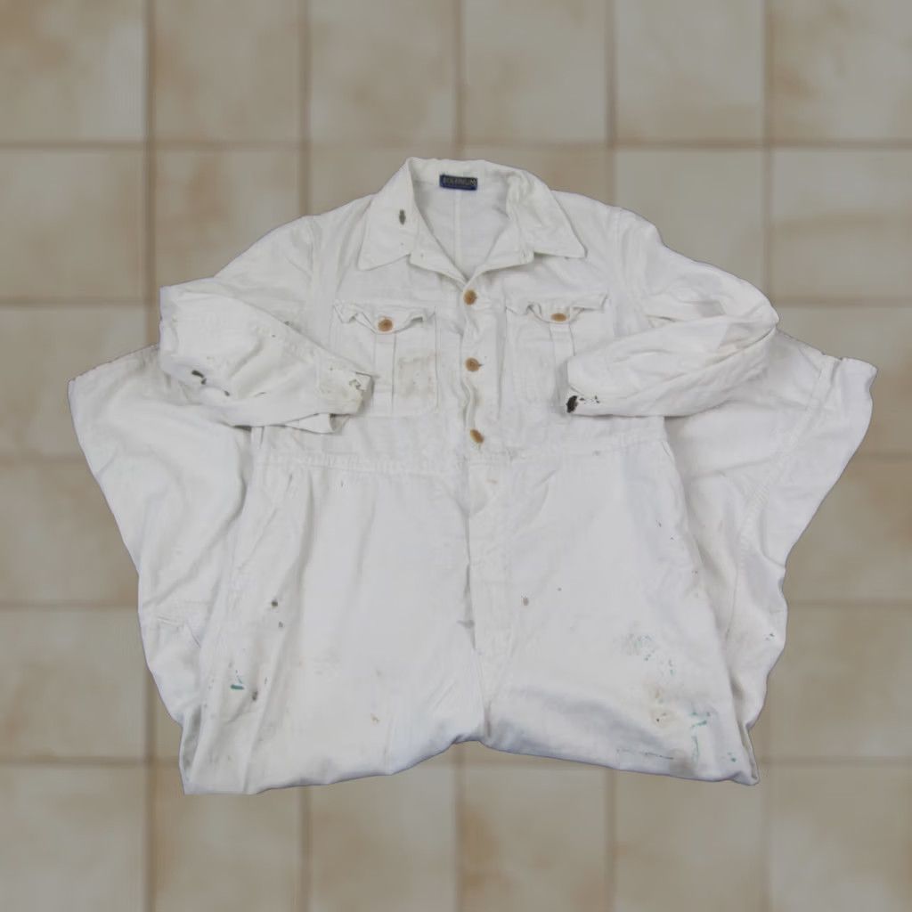 Denime VINTAGE Bolenium Overalls Mens 40 x 28 White Denim Workwear 60s 70s Size US 40 / EU 56 - 1 Thumbnail