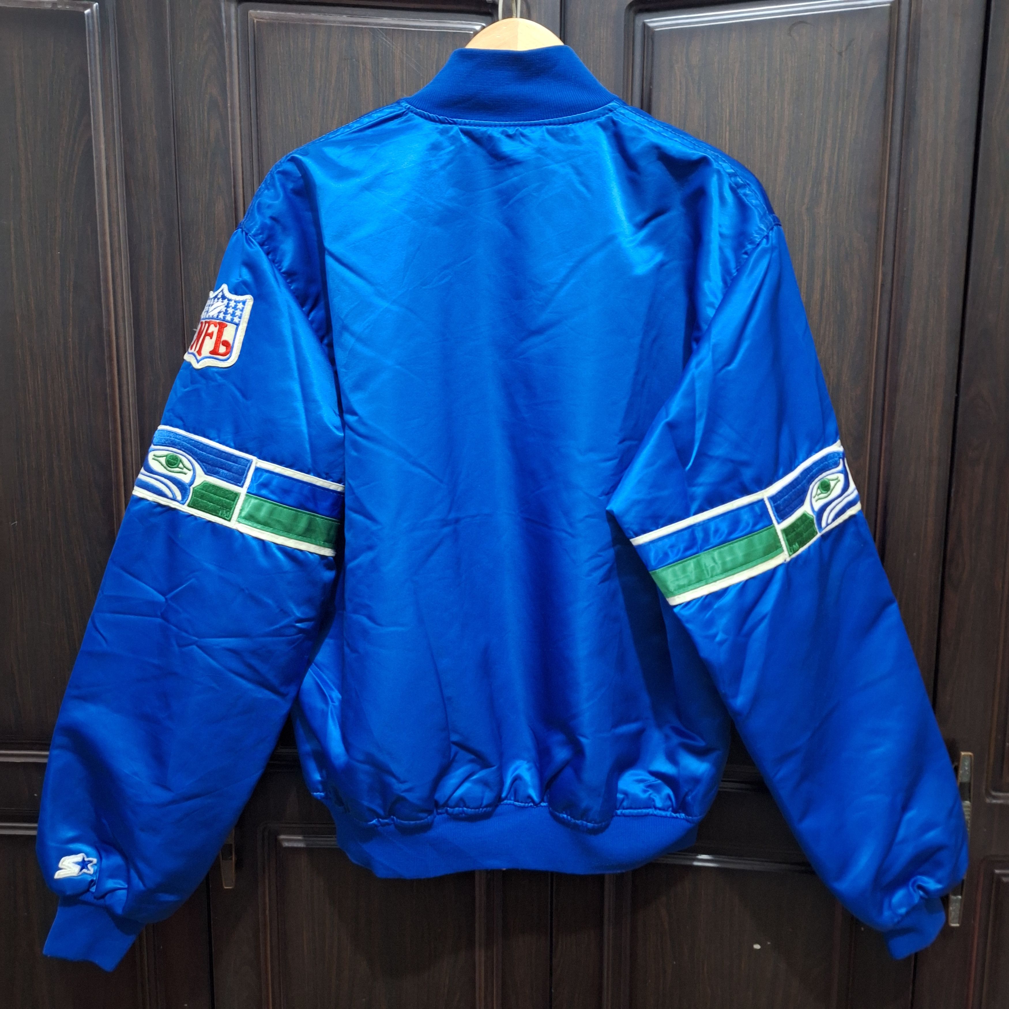 Starter Vintage 1990s Starter Seattle Seahawks Satin Bomber Jacket Size US L / EU 52-54 / 3 - 9 Thumbnail