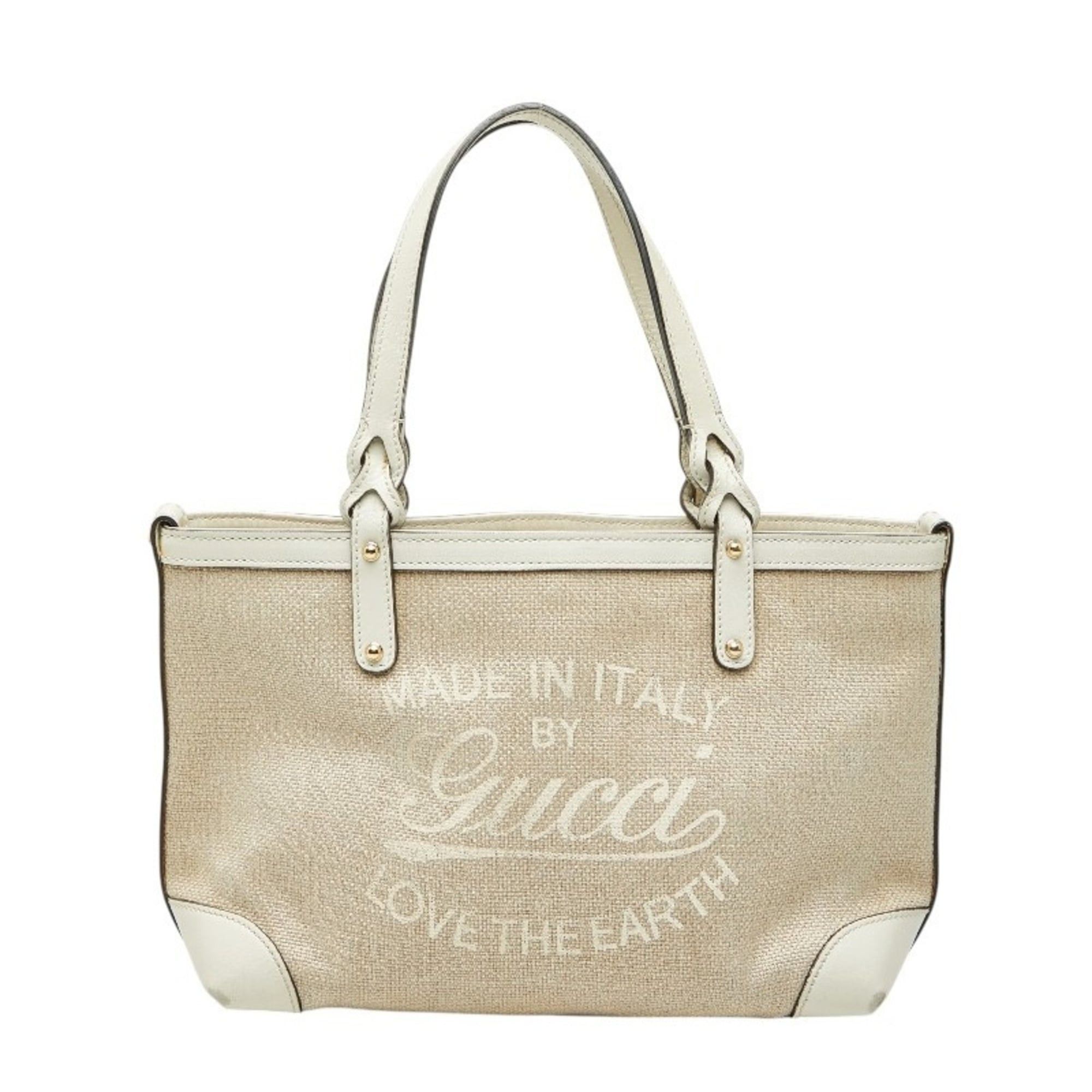 Gucci Gucci Craft Japan Limited Edition Handbag Tote Bag Shoulder 269878 White Beige Canvas Leather Women's GUCCI Size ONE SIZE - 1 Thumbnail