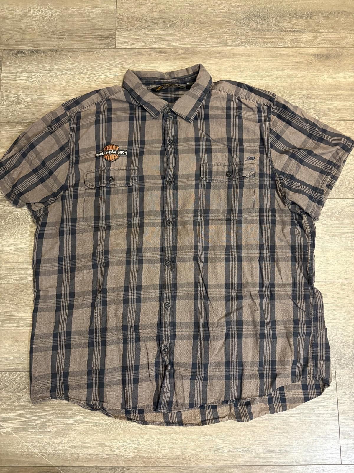 Harley Davidson Harley Davidson Shirt Mens 3XL Grey Plaid Short Sleeve Size US XXL / EU 58 / 5 - 1 Thumbnail