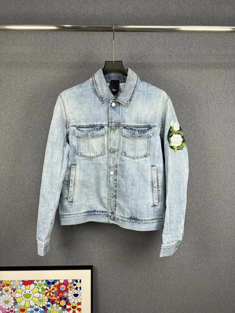 Dior Dior Camellia Embroidered Denim Jacket - dmc Size US L / EU 52-54 / 3 - 1 Thumbnail