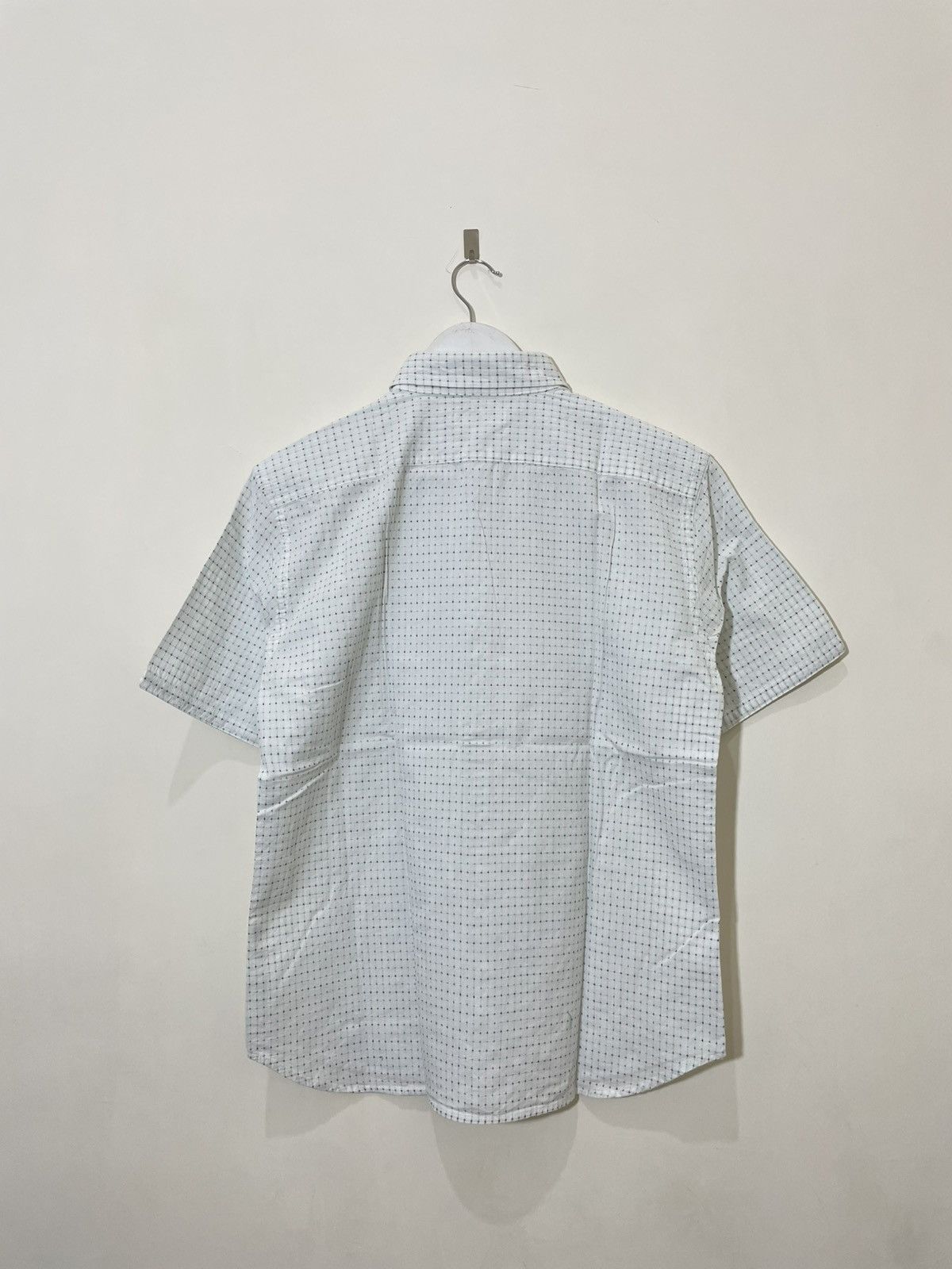 Balenciaga 2000s Japan White Micro Check Short Sleeve Button Up Shirt Size US M / EU 48-50 / 2 - 7 Thumbnail