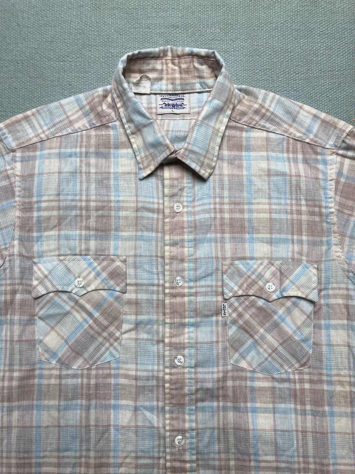 Levi's × Vintage Vintage 70s button shirt Levis white tab plaid lightweight L Size US L / EU 52-54 / 3 - 3 Thumbnail