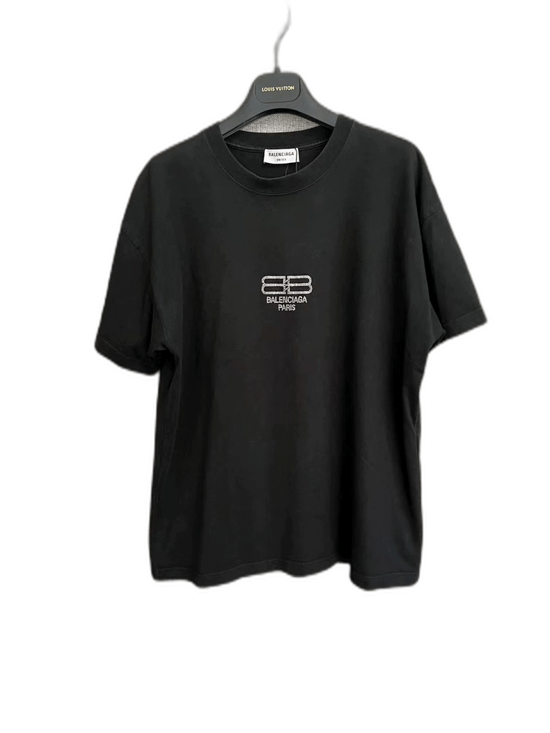 Balenciaga Short Sleeve T-Shirt with Crystal Logo-yf