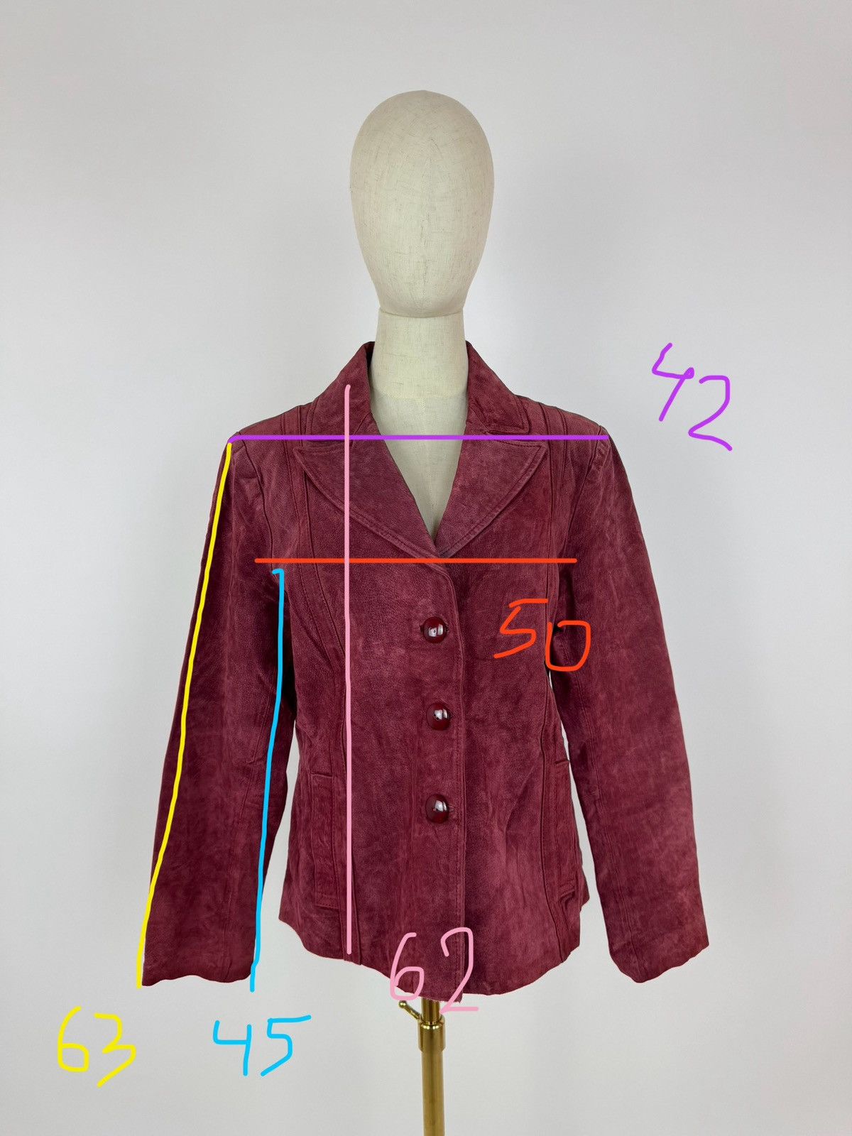 Jones New York × Vintage Jones New York Leather Jacket Burgundy Womens Size Large Size L / US 10 / IT 46 - 9 Thumbnail