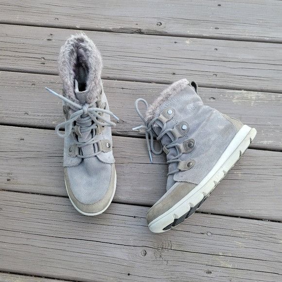 SOREL Sorel Explorer Joan Gray Suede Leather Lace-up Sneaker Winte Size US 9.5 / IT 39.5 - 8 Thumbnail