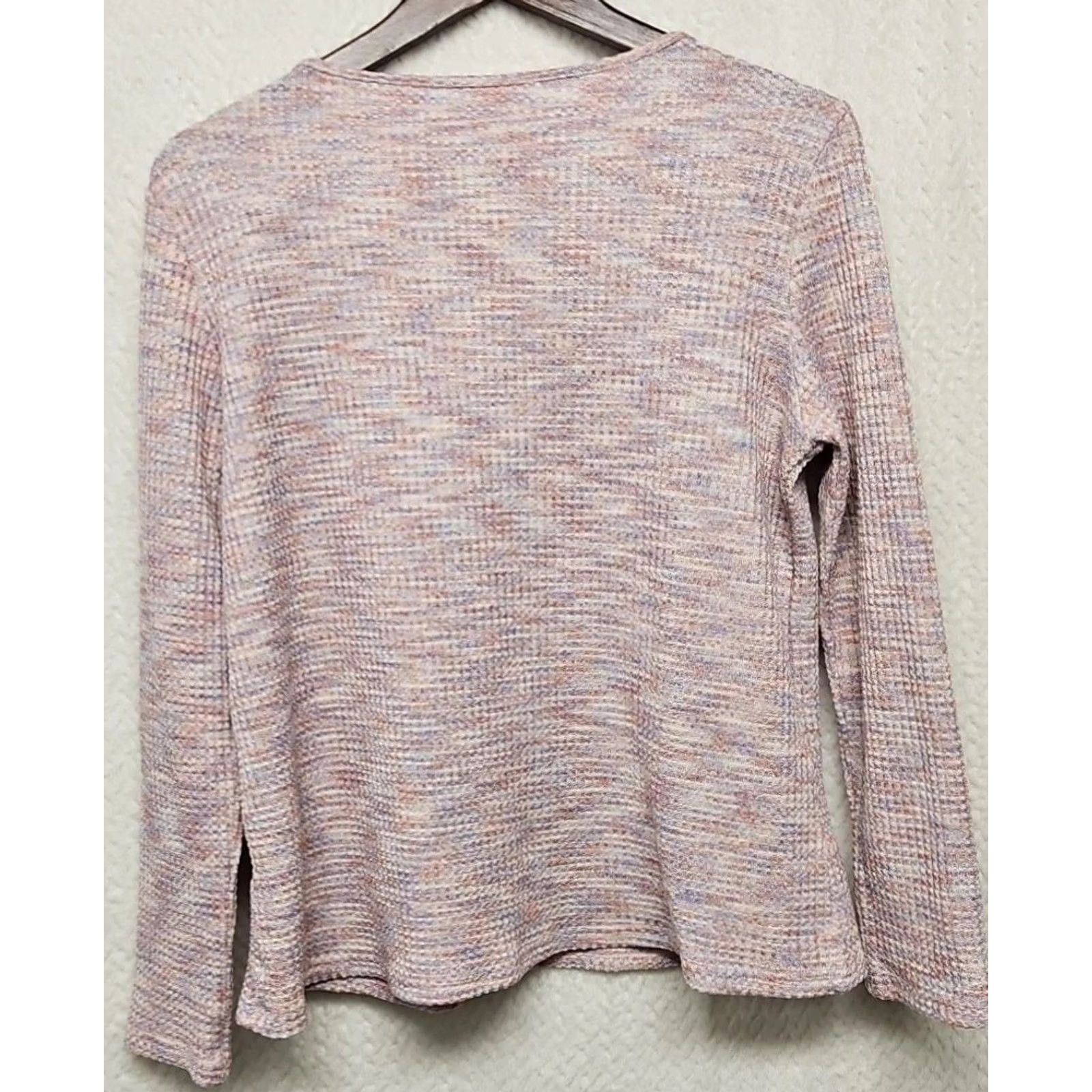 Pinko women's waffle knit long-sleeve V-neck button-up tunic top Multicolor Pink Tunic Long Sleeve V-Neck Striped All Seasons Women's Regular Fit L Size L / US 10 / IT 46 - 4 Thumbnail