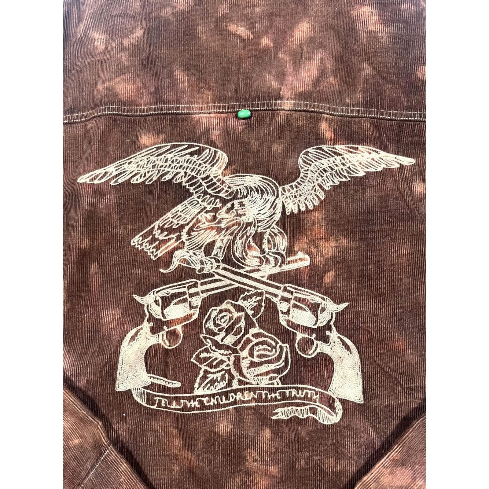 Vintage Triko Jacket Mens XL Brown Corduroy Western Military Embroidered Back Eagle Size US XL / EU 56 / 4 - 8 Thumbnail