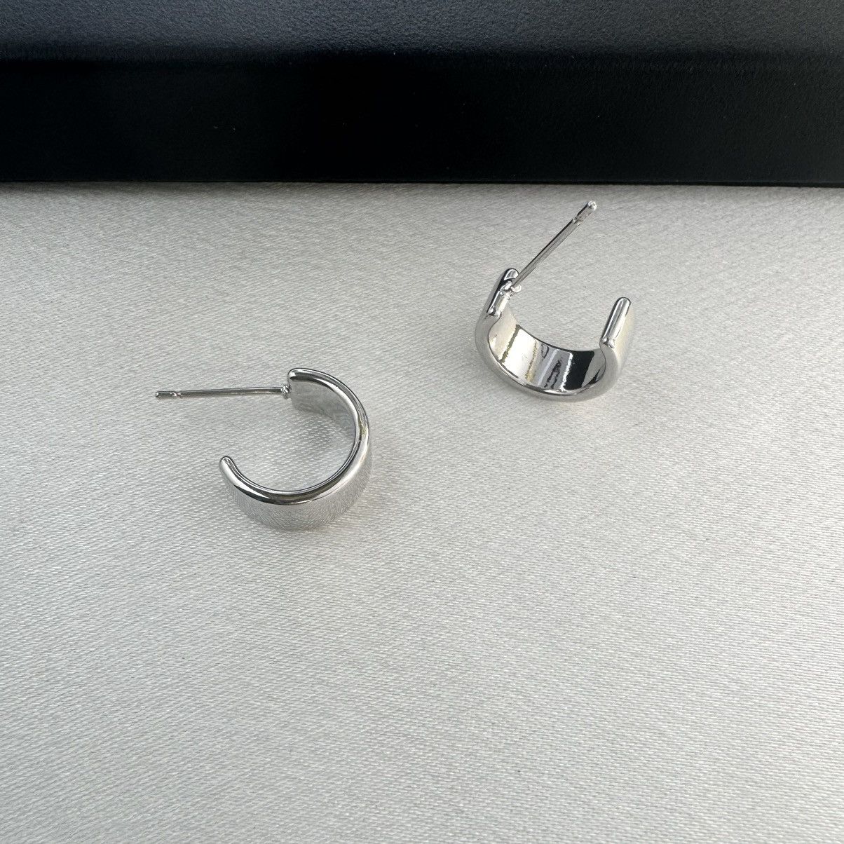 Designer Classic Polished C Shape Stud Earrings for Women Size ONE SIZE - 1 Thumbnail