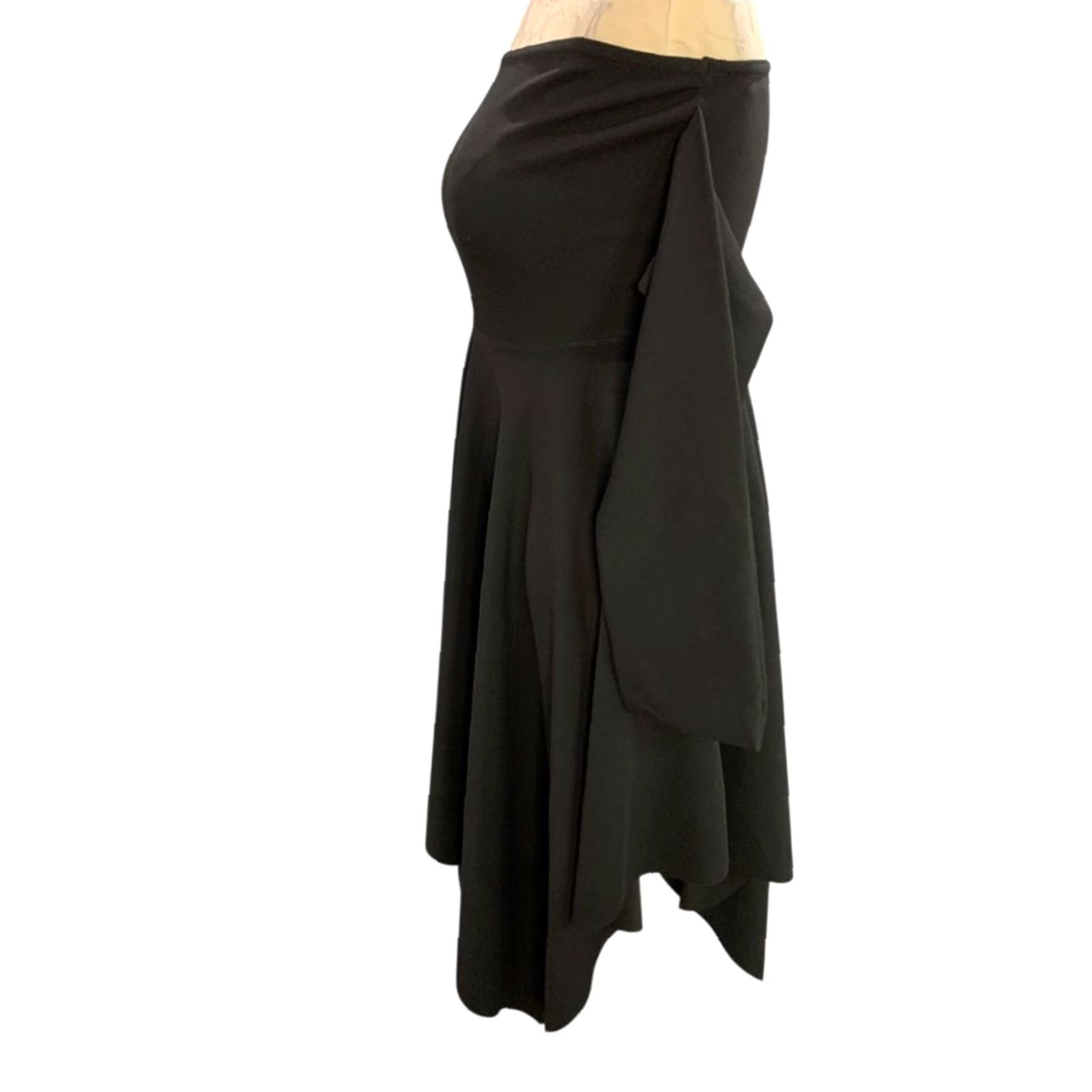 Vintage Quiz Dress Off Shoulder Hanky Hem Drape Black Size 6 Midi Women Size M / US 6-8 / IT 42-44 - 3 Thumbnail