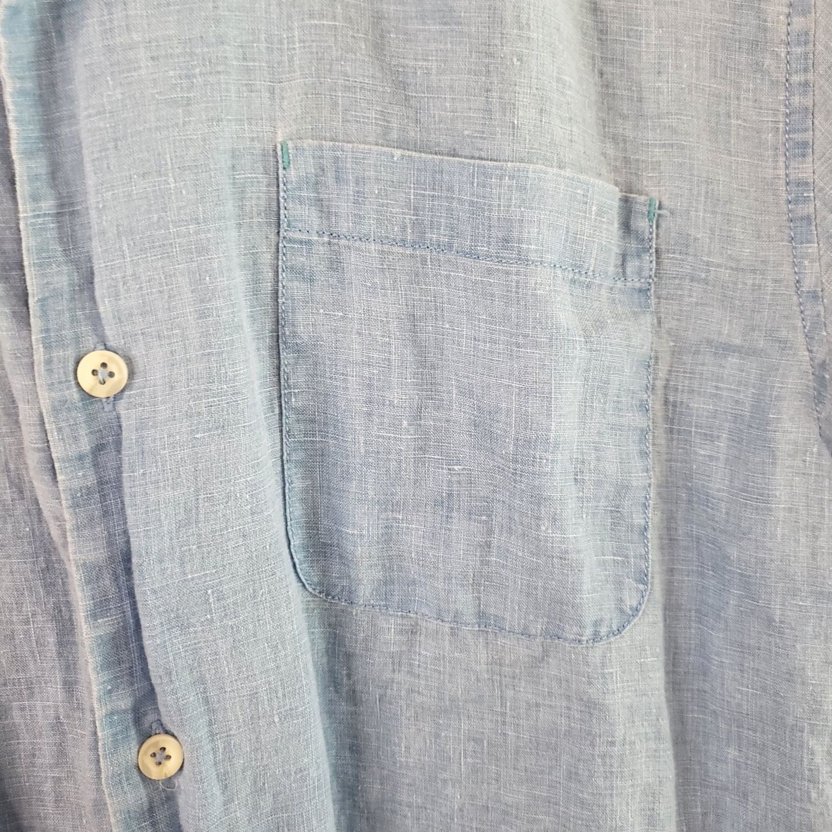 Tommy Bahama Tommy Bahama Shirt Men's L Blue Short Sleeve Button-Up Linen 100% Linen Embroidered Pocket Beach Tropical Summer Relaxed fit Mens Size US L / EU 52-54 / 3 - 4 Thumbnail