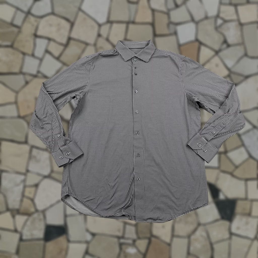 BUGATCHI BUGATCHI Shirt Mens Large Black White Check OoohCotton Tech 8 Way Stretch Size US L / EU 52-54 / 3 - 1 Thumbnail