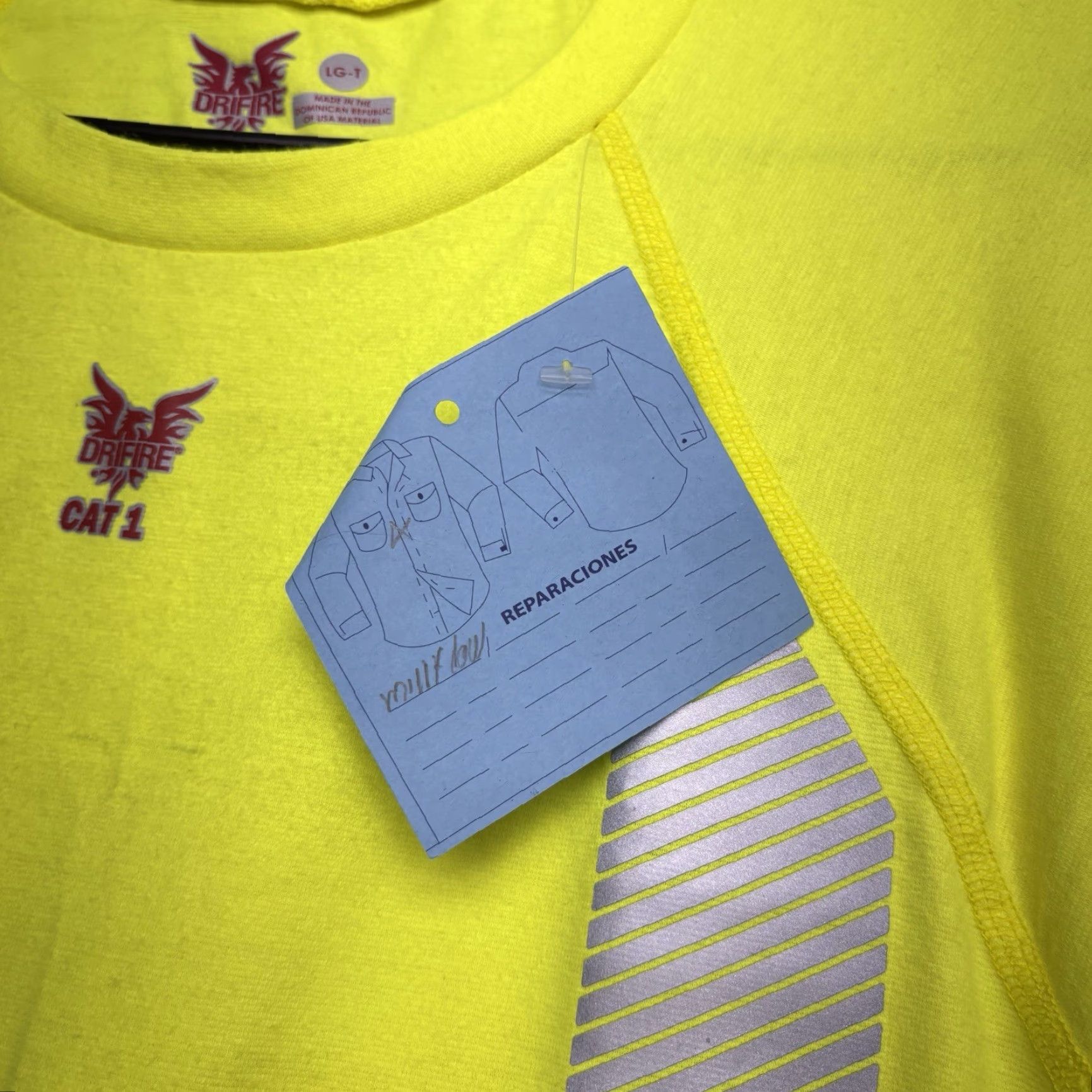 Vintage DRIFIRE Hi-Viz Shirt Mens Large Tall Fire Resistant Modacrylic Blend Yellow Retail Workwear NS Asphalt? (ignore) Size US L / EU 52-54 / 3 - 4 Thumbnail