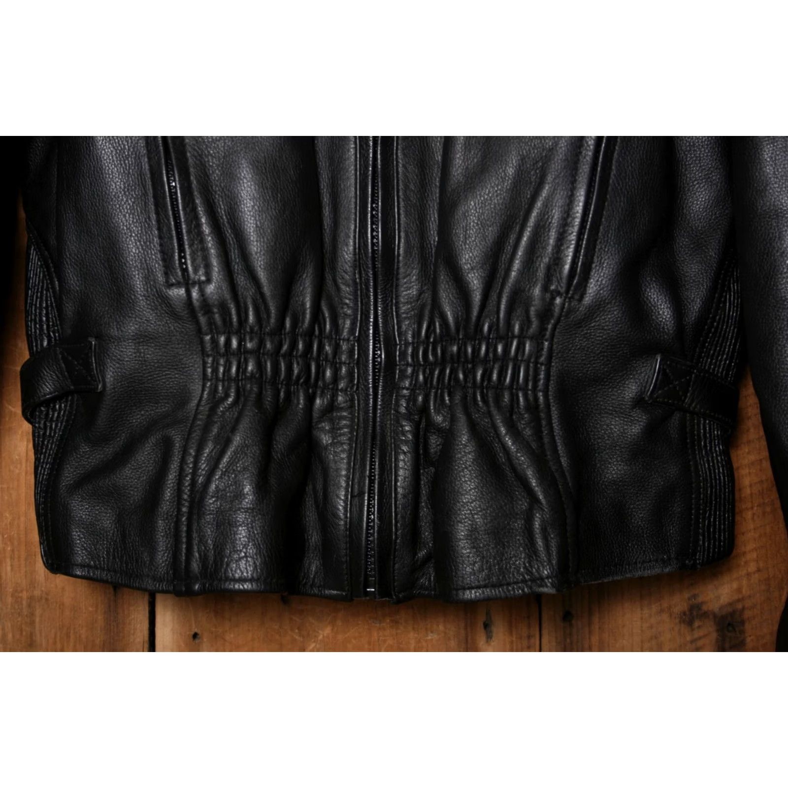 Vintage VINTAGE Leather King Jacket Women 3XL Black Striped Biker Leather King Jacket 3XL Women's Size XXL / US 16-18 / IT 52-54 - 4 Thumbnail