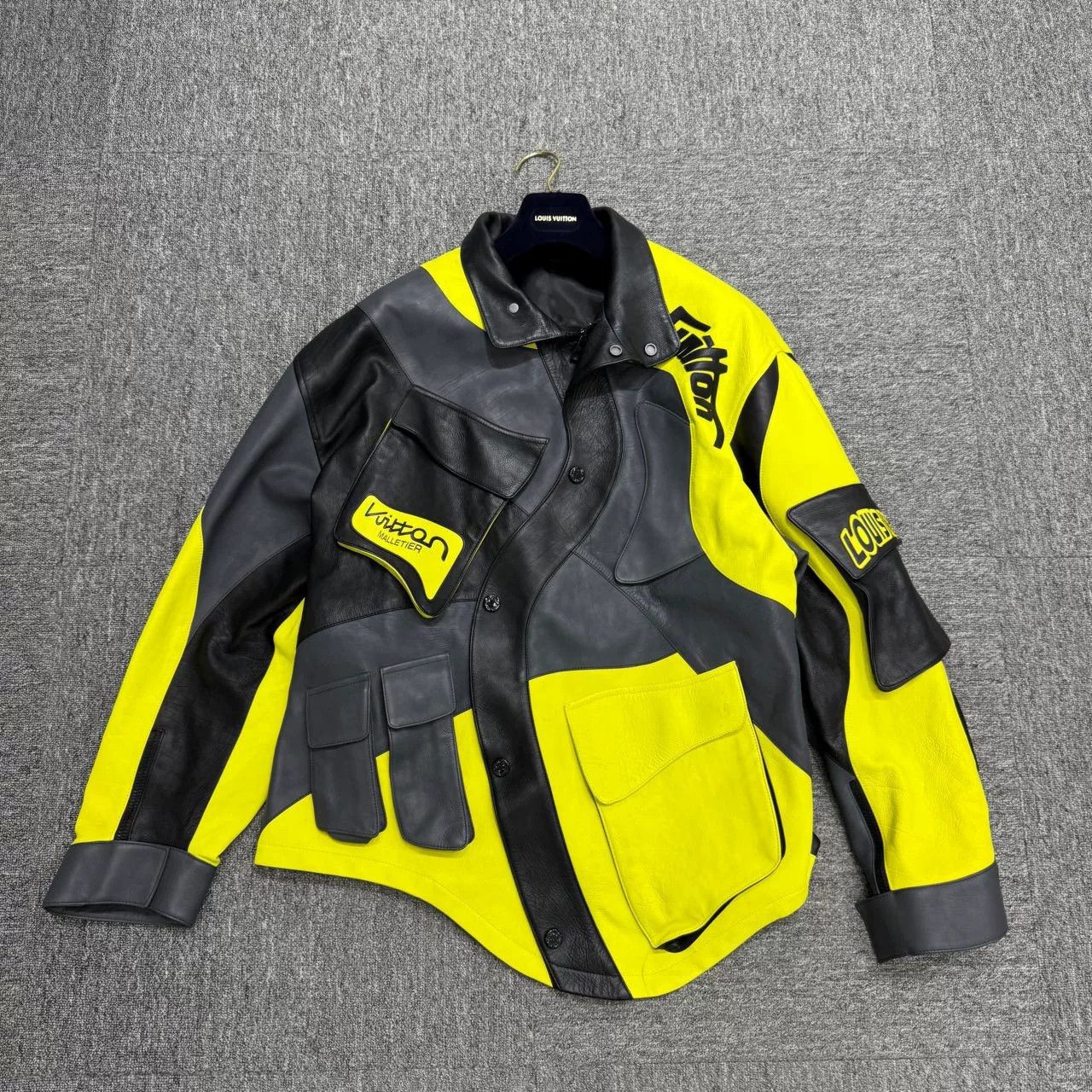 Louis Vuitton Louis Vuitton Black Yellow Leather Biker Jacket Size US M / EU 48-50 / 2 - 1 Thumbnail