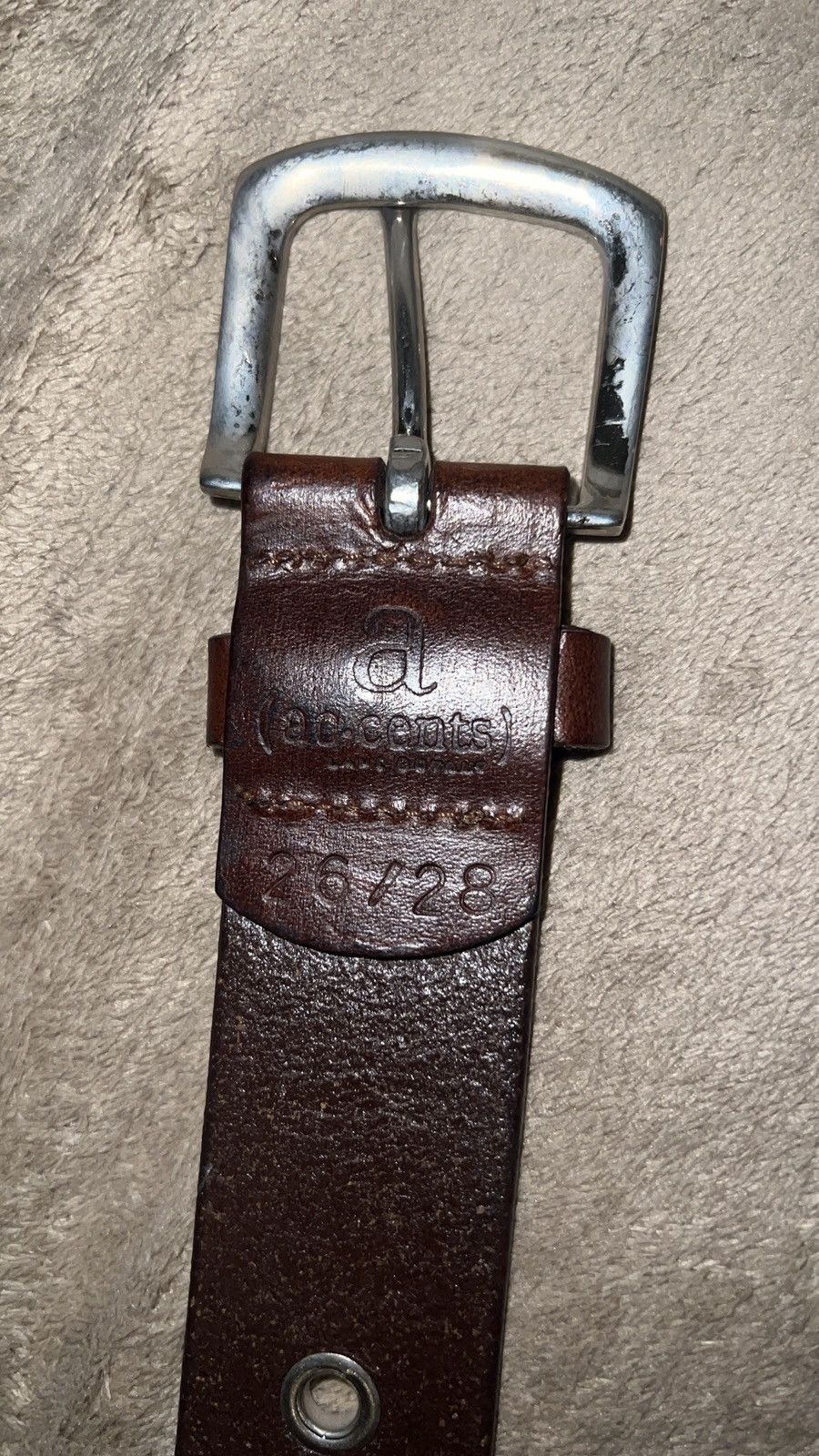 Vintage Brown Riveted Belt Size 44 - 3 Thumbnail