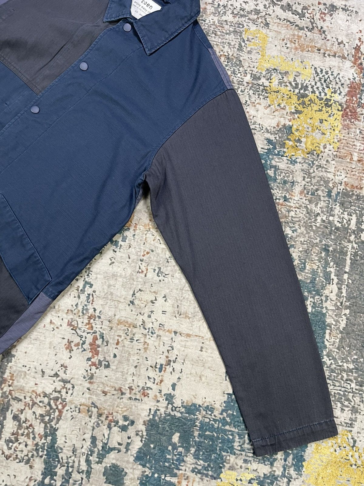 Japanese Brand Coen Patchwork HBT, Ripstop, Poplin Overshirt Size US S / EU 44-46 / 1 - 7 Thumbnail