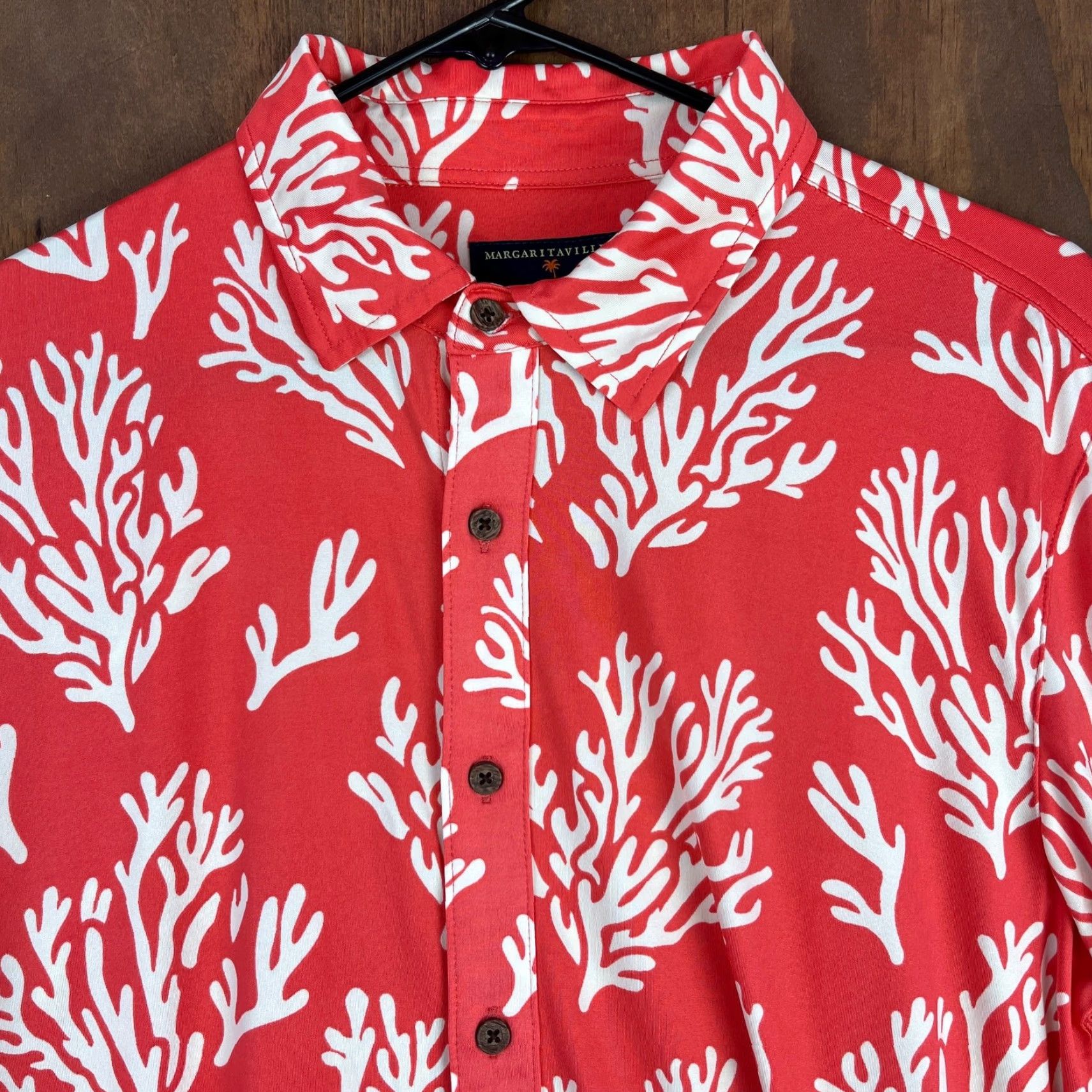 Vintage Margaritaville Mens Shirt Button-Down Small UPF +50 Short Sleeve Floral Reef Pattern Nylon Spandex Breathable Quick Dry Vented Beachwear Casual Travel Size US S / EU 44-46 / 1 - 2 Thumbnail