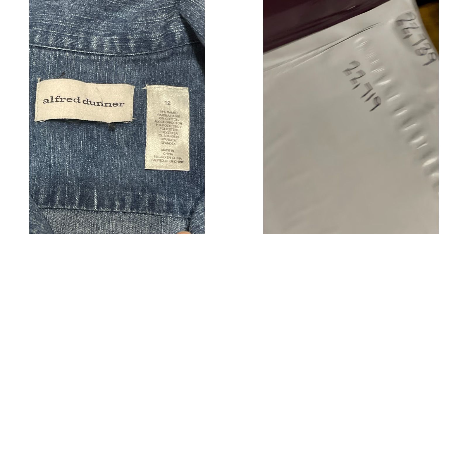 Vintage Alfred Dunner Shirt Womens Size 12 Blue Denim Floral Button Up Long Sleeve Regular Vintage No N/A Size XL / US 12-14 / IT 48-50 - 8 Thumbnail