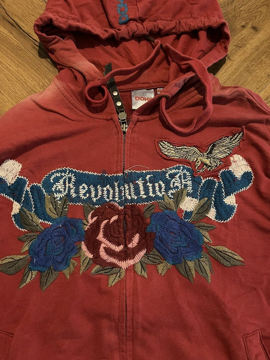 Vivienne Westwood Red Embroidered Zip Hoodie – Y2K Gothic Rose Graphic Size US XL / EU 56 / 4 - 7 Thumbnail