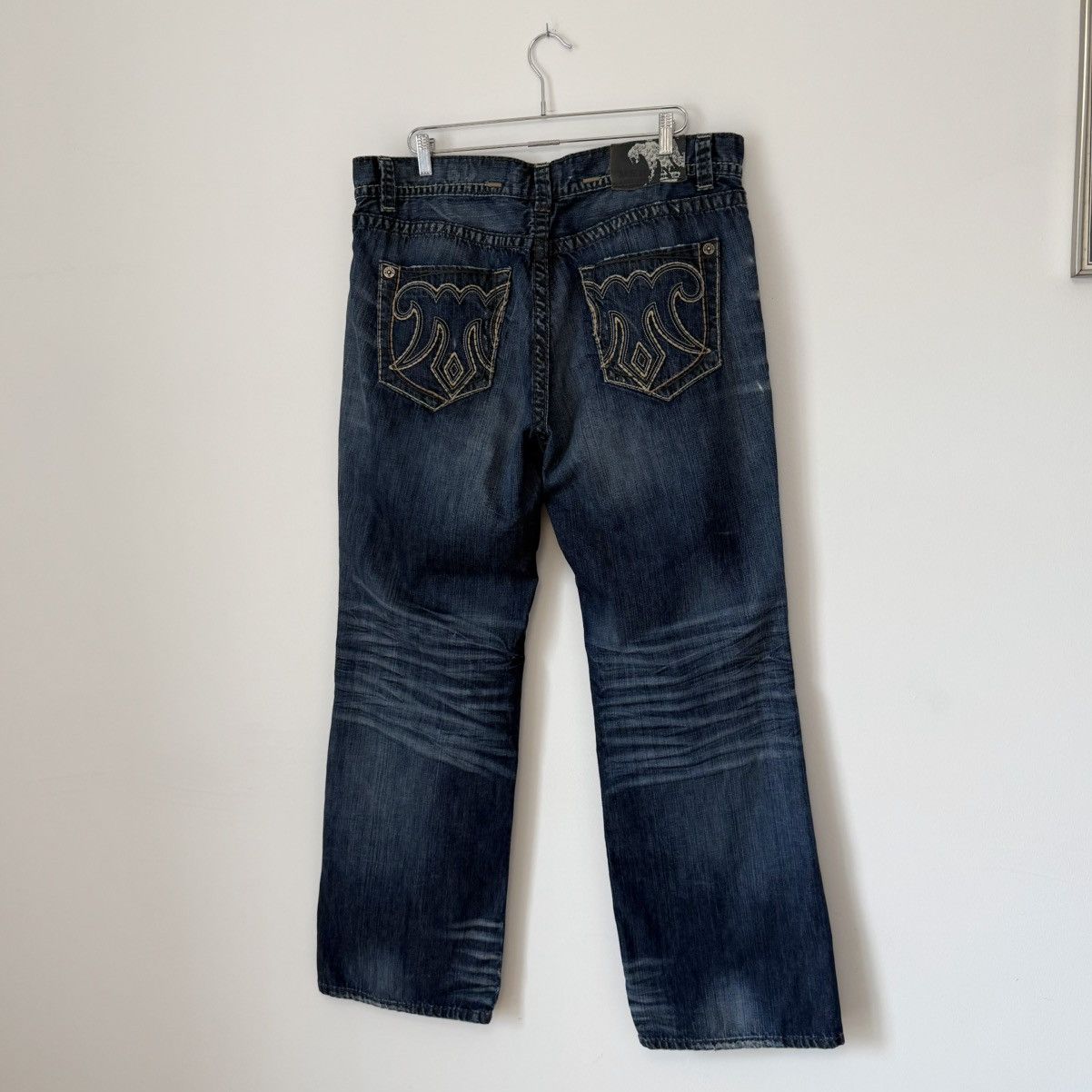 Mek Denim Vtg 2000s Mek Bootcut Faded Distressed Baggy Jeans Y2K Size US 39 - 1 Thumbnail